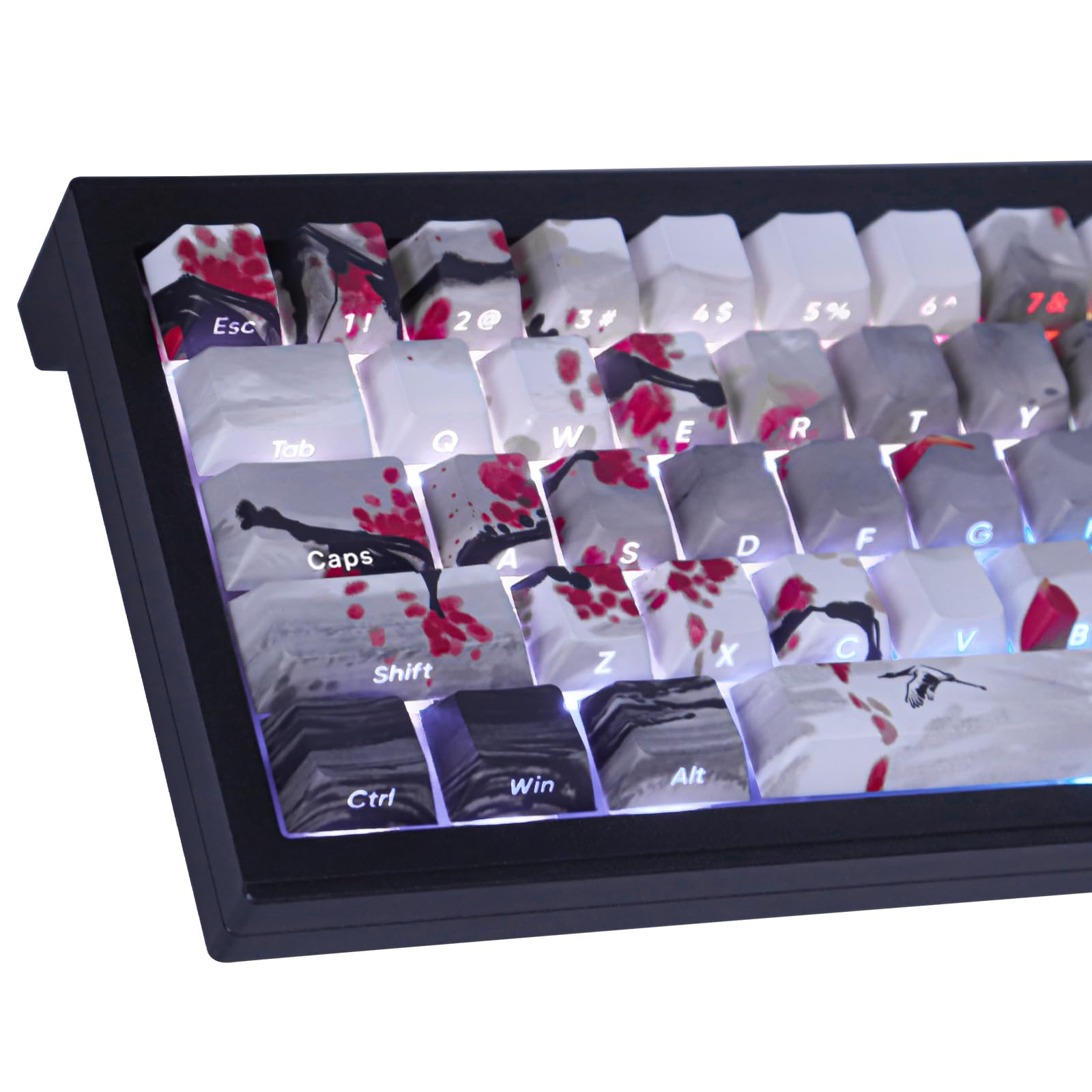 Tsungup Pbt Keycaps   Side Printed Keycap Set,135 Keys Double Shot Shine Through Landscape Painting Custom Keycaps,Cherry Profil