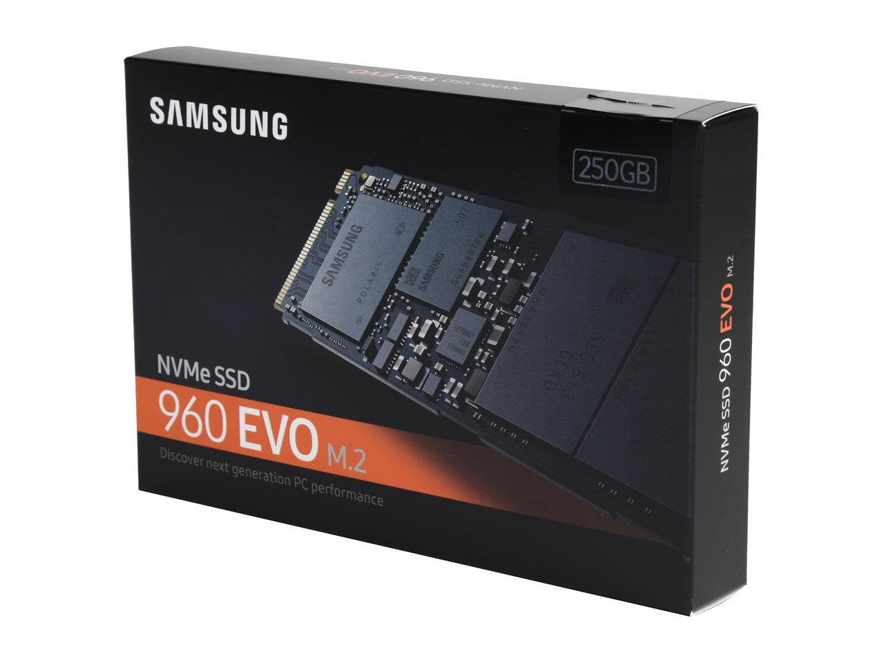 Samsung 960 EVO 250GB PCIe NVMe M.2 Internal SSD - Black, Model MZ-V6E250BW, NAND Flash Memory