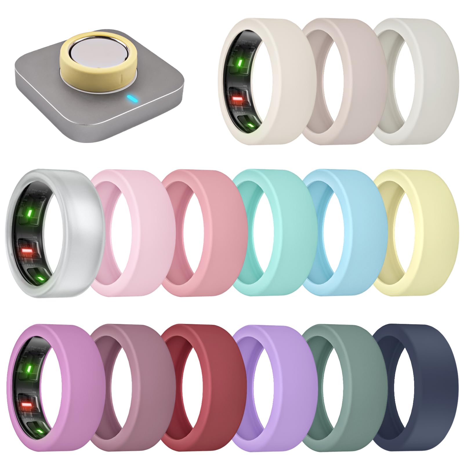 Bandrain 15 Pack Ultra-Thin Ring Covers Compatible With Oura Ring Gen 4/3 Cover, Anti-Scratch Silicone Protector Accessories For