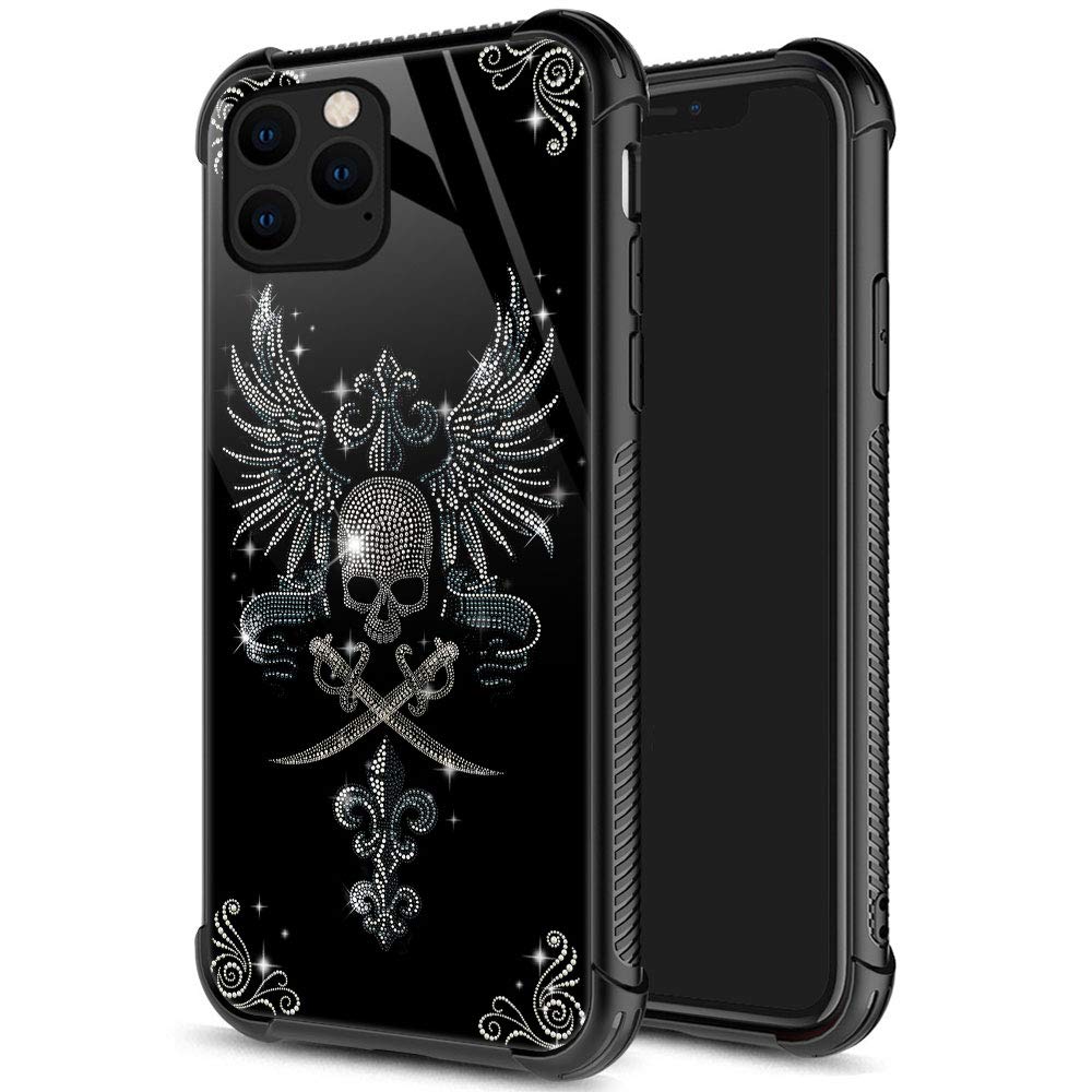 Iphone 13 Case, Diamond Skull Iphone 13 Cases For Women Girls, Pattern Design Shockproof Anti Scratch Organic Glass Case For App