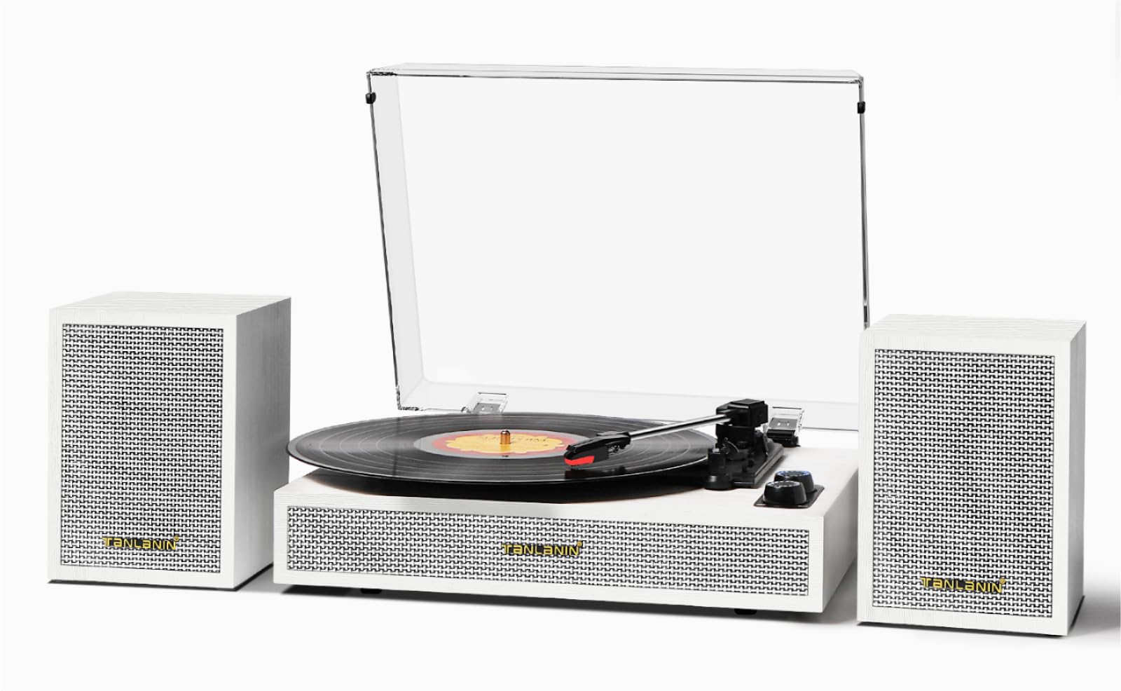 Vinyl Record Player With Dual External Speakers, 3 Speed Vintage Belt Driven Lp Turntable Player With Stereo Speakers, Bluetooth