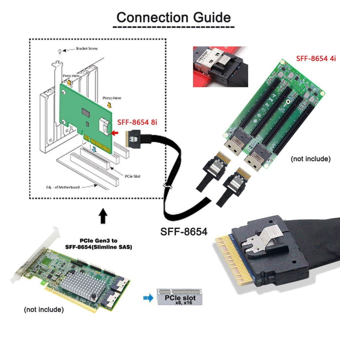 Chenyang Cy Sff 8654 8I 74Pin Male To Dual Sff 8654 4I 38Pin Male Pci E Ultraport Slimline Sas Slim 4.0 Cable 40Cm Pci Express