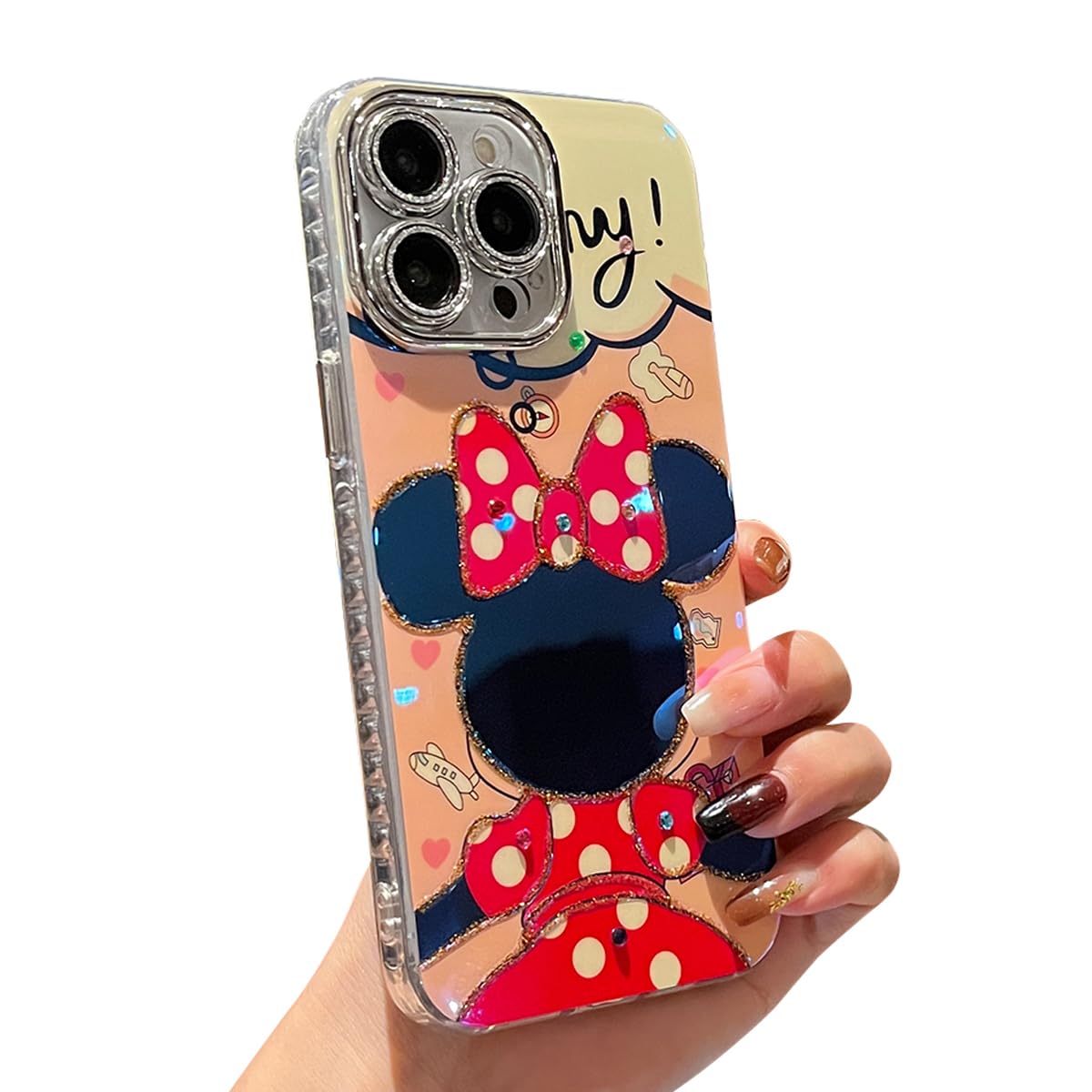 Lastma for iPhone 16 Pro Case Bling Camera Lens Protection Glitter Bling Cute Pattern Printed Design Soft Bumper Hard Back Shock