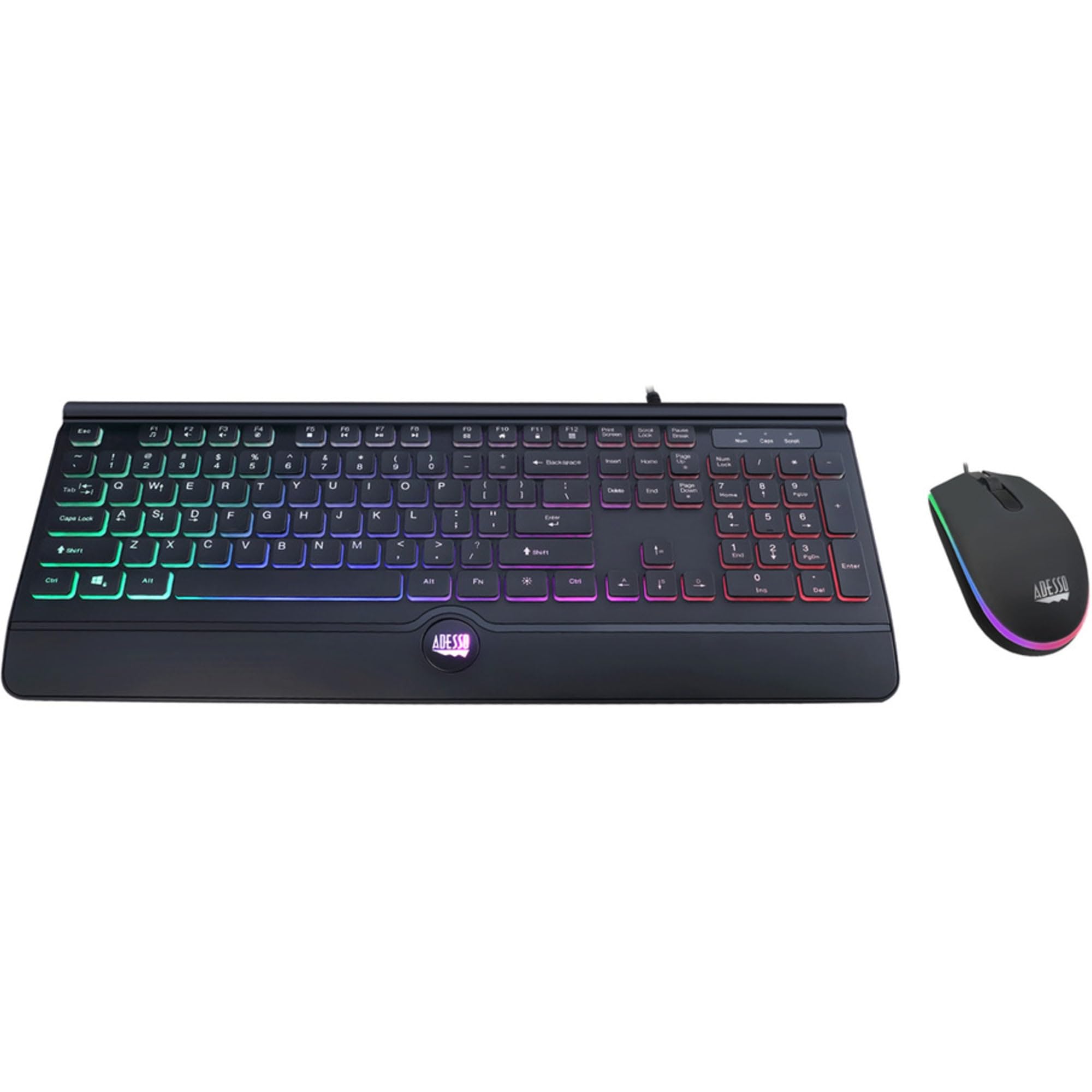 Adesso Backlit Gaming Keyboard And Mouse Combo, Usb, Black