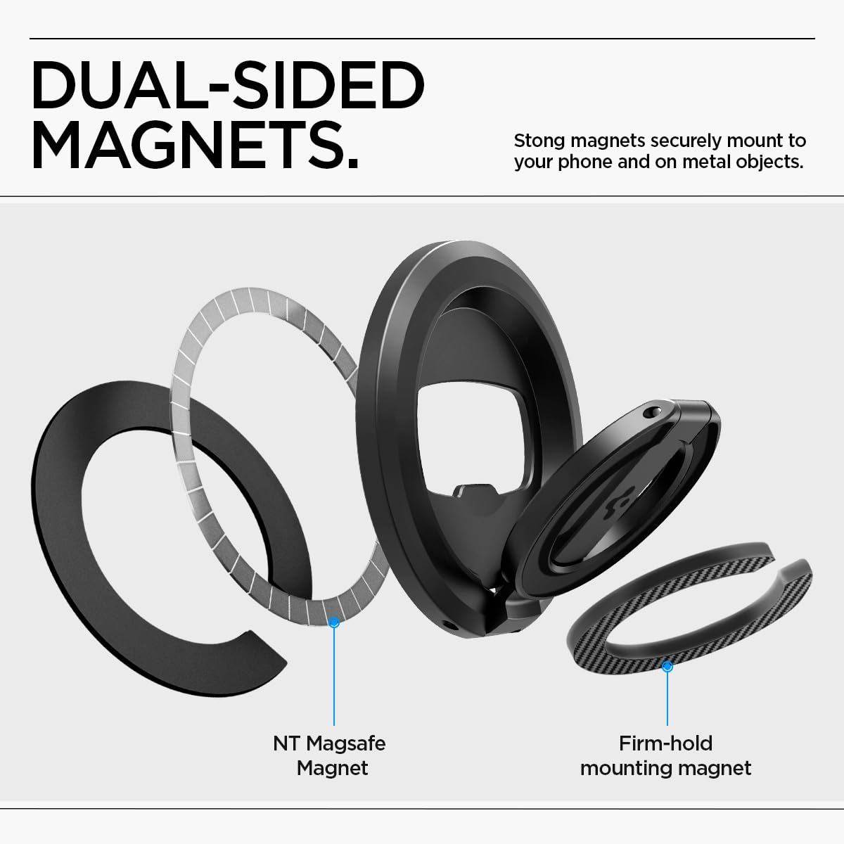 Spigen Om102 (Magfit) Magnetic Phone Holder Grip Double-Sided Magnet With Kickstand Bottle Opener Designed For Magsafe Compatibl