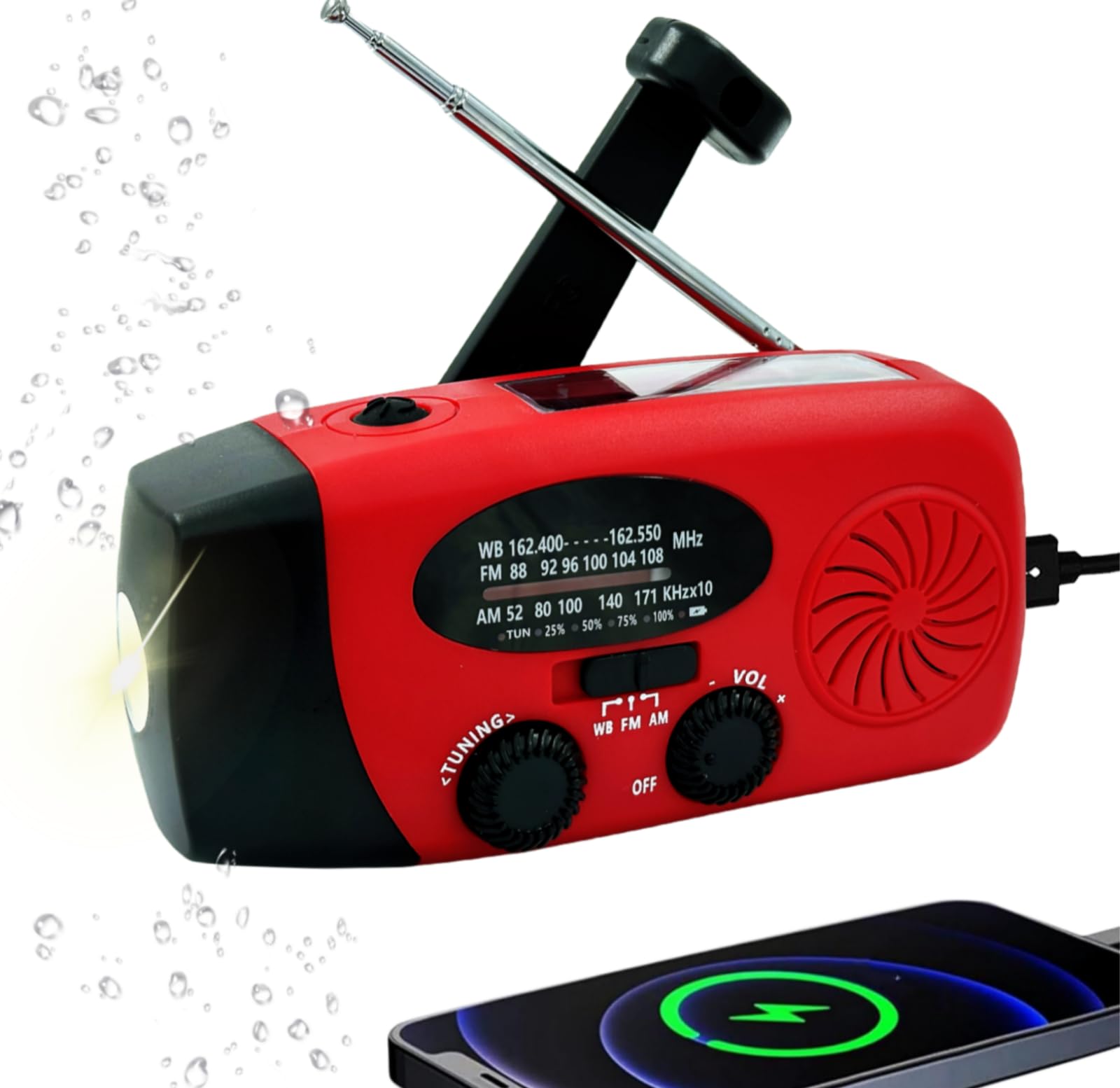 Handsider Hand Crank Emergency Weather Radio, Am Fm Noaa Solar Radio With Led Flashlight And Earphone Jack, 2000Mah Power Bank C