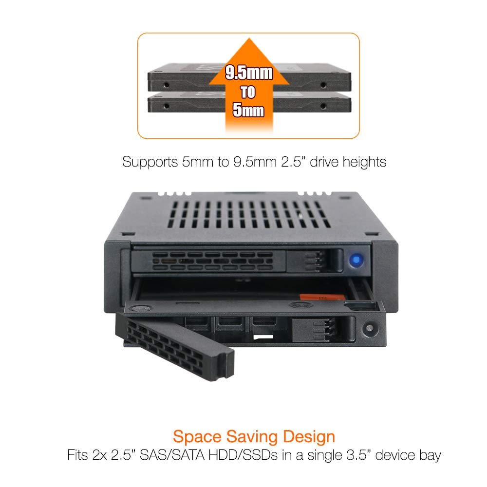 Icy Dock 2 Bay 2.5 Sas/Sata Hdd/Ssd Mobile Rack For External 3.5    Bay | Expresscage Mb742Sp-B