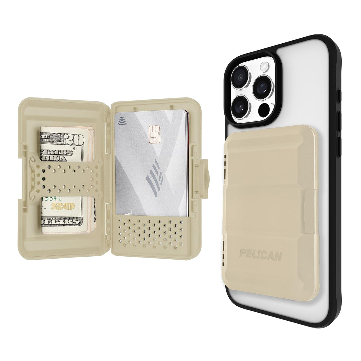 Pelican Magsafe Wallet For Iphone | Heavy Duty Mil Std Snap On Iphone Magnetic Wallet & Phone Card Holder | Detachable & Slim Ha