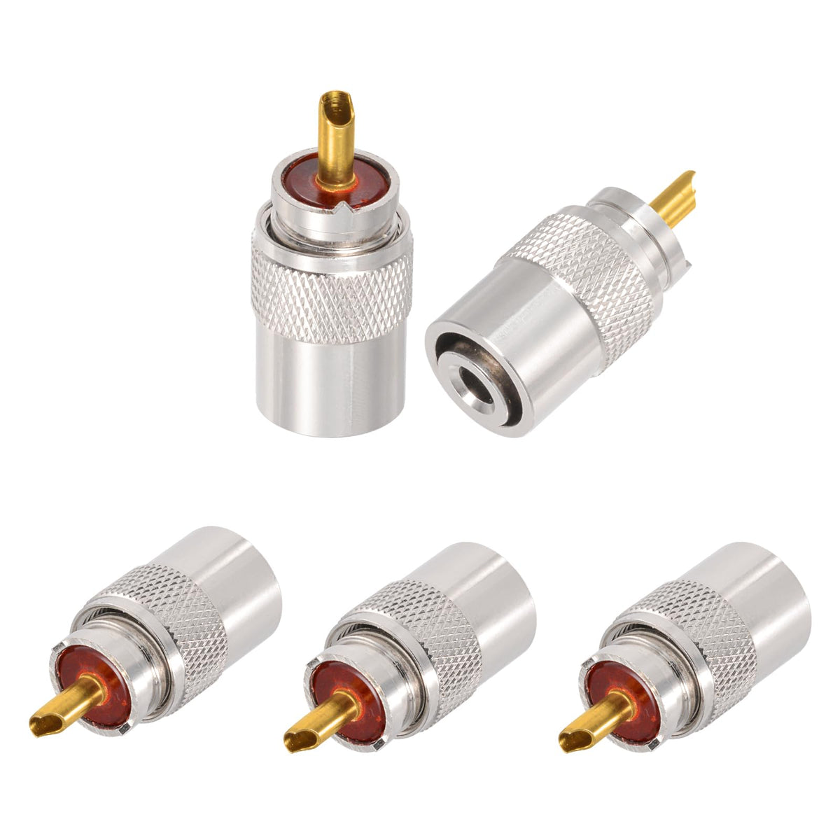Superbat PL259 Coax Connectors PL259 UHF Male Solder Coax Connector for RG8X RG58 LMR240 RG8 Coaxial Cable Compatiable with Ham Radio CB Antenna etc.5-Pack