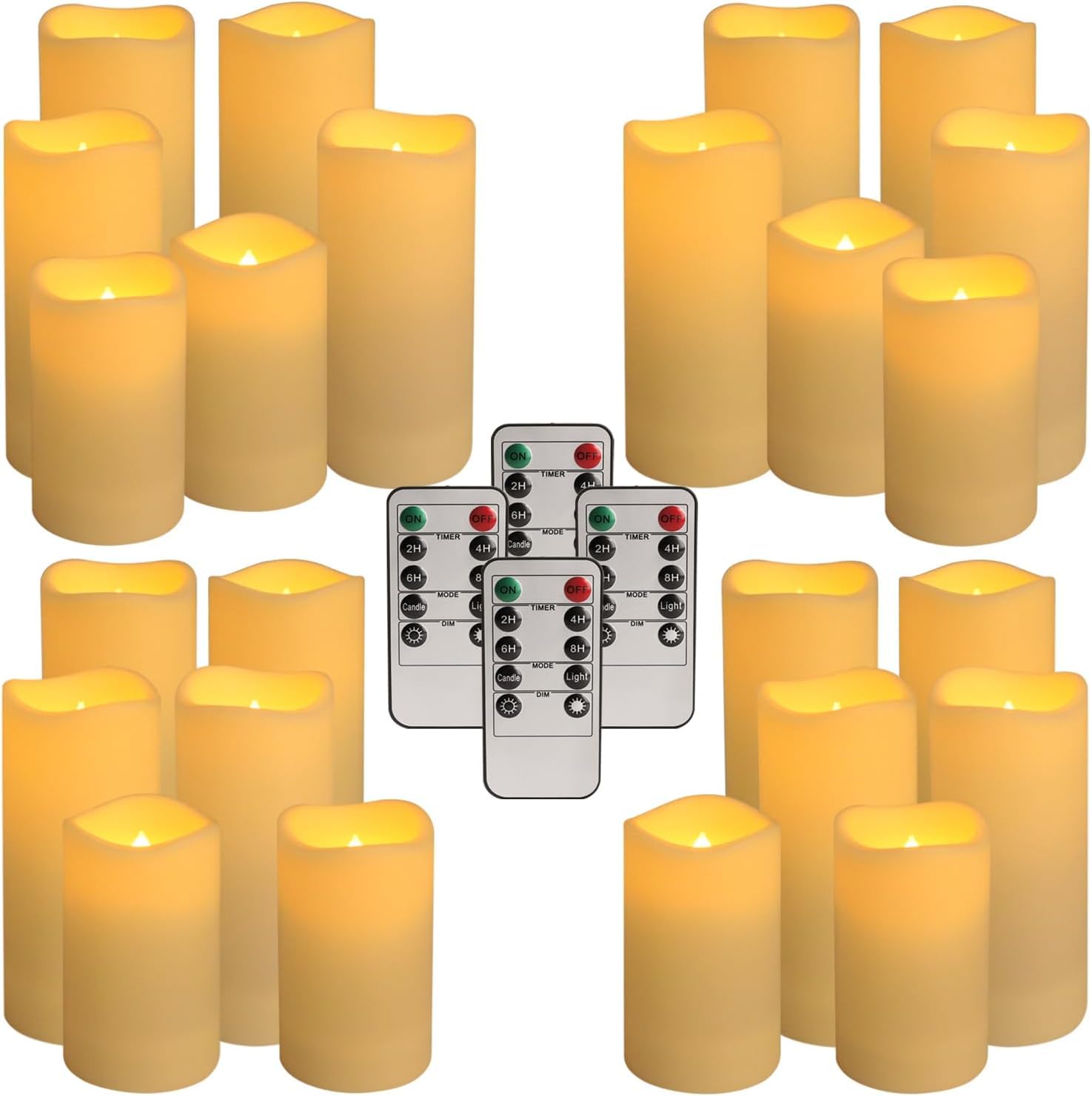 Enpornk Flameless Candles Led Candles Set Of 24 Battery Candles (D2.2'' X H4''5''6'') Waterproof Outdoor Indoor Candles With 10
