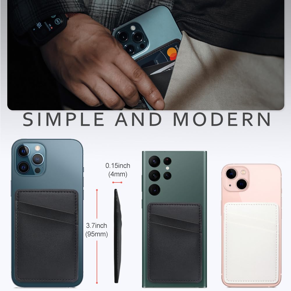 Phone Wallet Stick On, Leather Phone Card Holder, Credit Card Holder For Phone Case Compatible With Iphone, Samsung And Android