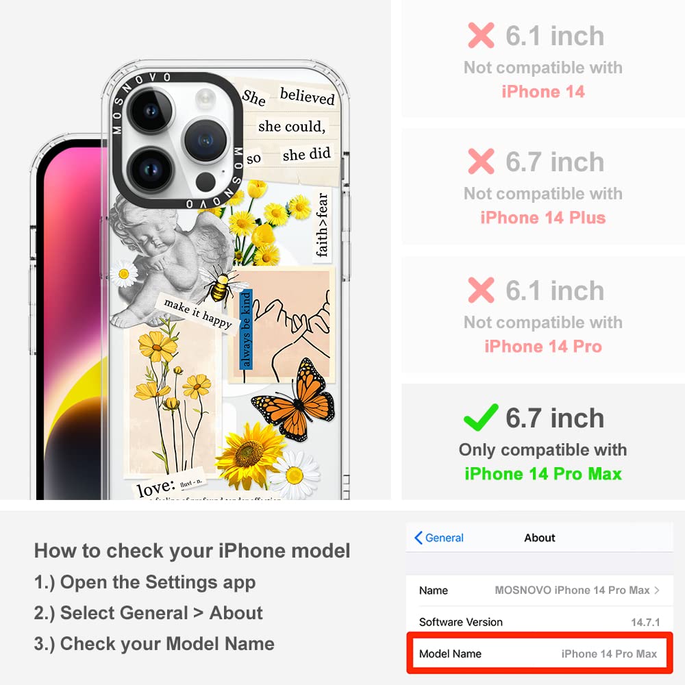 MOSNOVO iPhone 14 Pro Max MagSafe Compatible Buffertech Shockproof Plastic Phone Case Collage Art