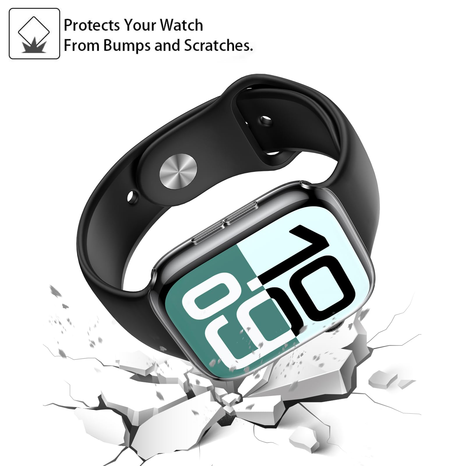 JULK Apple Watch Case Series 10 (2024) 46mm, Full-Body Soft TPU Protector, Ultra-Thin, Shockproof, Transparent - 2 Pack