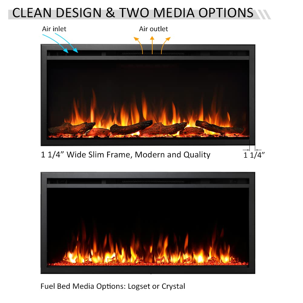 Legendflame 40'' W Austin In Wall Recessed & Wall Mounted Electric Fireplace (Ef286A)