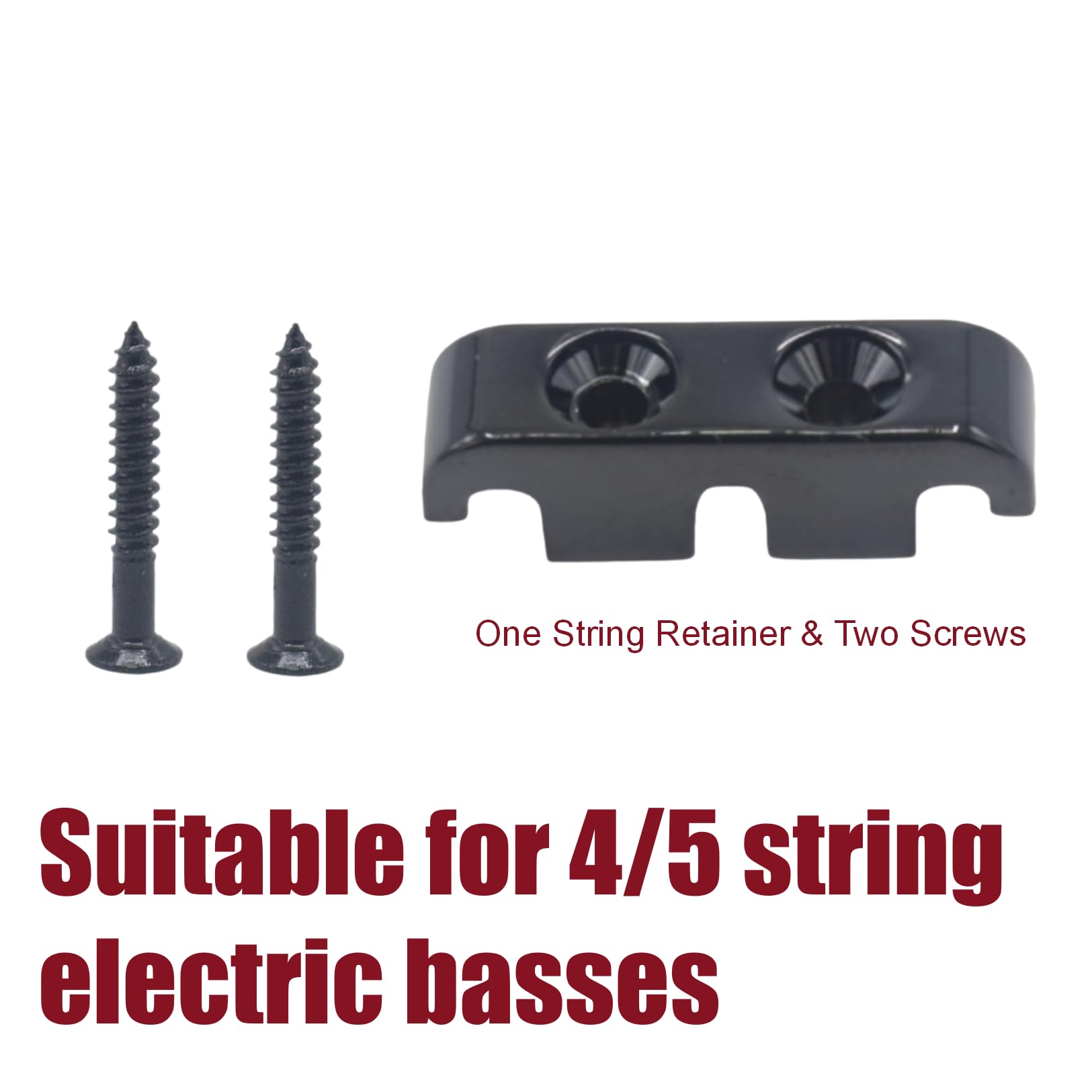 Cashbeat Brass Bass String Retainer, Black String Tree With Mounting Screws (For Electric/Precision Bass)