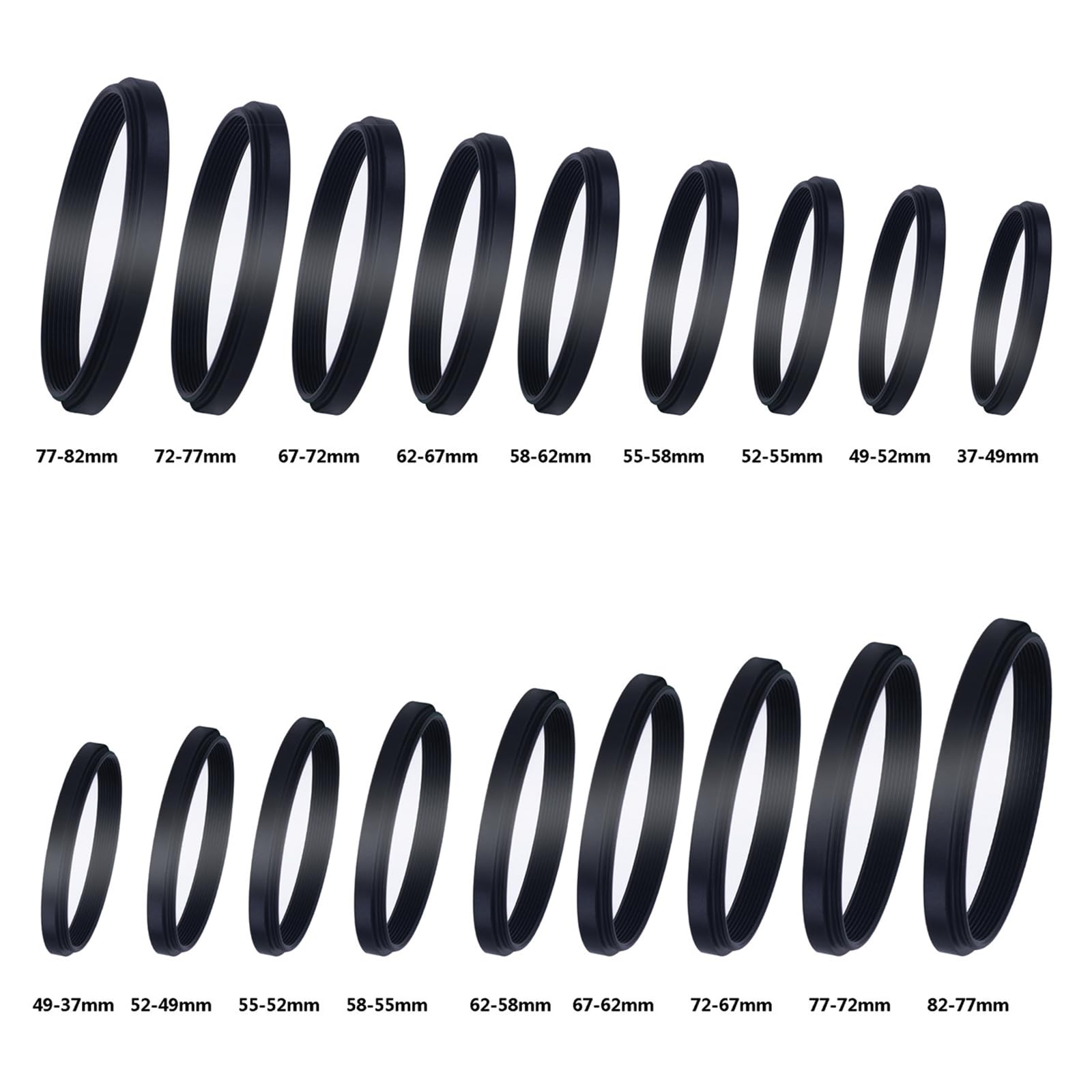 Step Up Rings, Hisewen 18 Pieces Camera Lens Metal Filter Ring Adapter Set (9Pcs Step Up Ring Set + 9Pcs Step Down Ring Set)