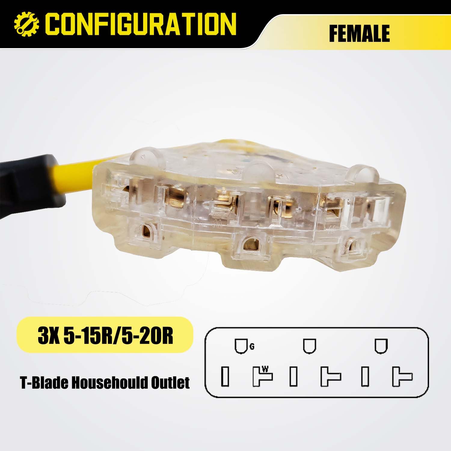 Lavandino 3 Prong 220 To 110 Adapter Plug, Nema 10 50P To 5 15R/5 20R Tri Outlets Converter For Stove, Oven, Gas Range Adapter