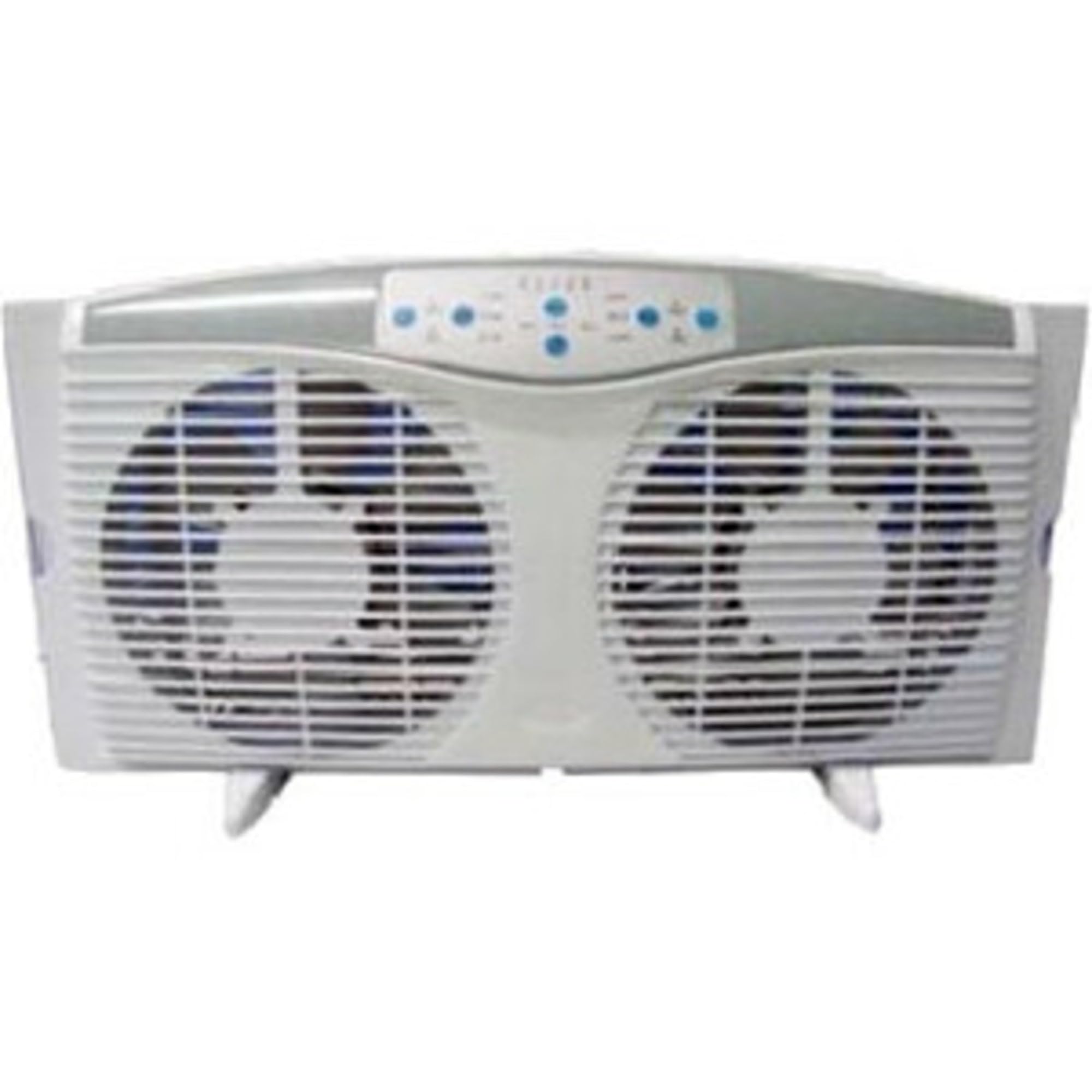 Optimus F 5286 Reversible Twin Window Fan With Thermostat And Led, 8 Inch, White