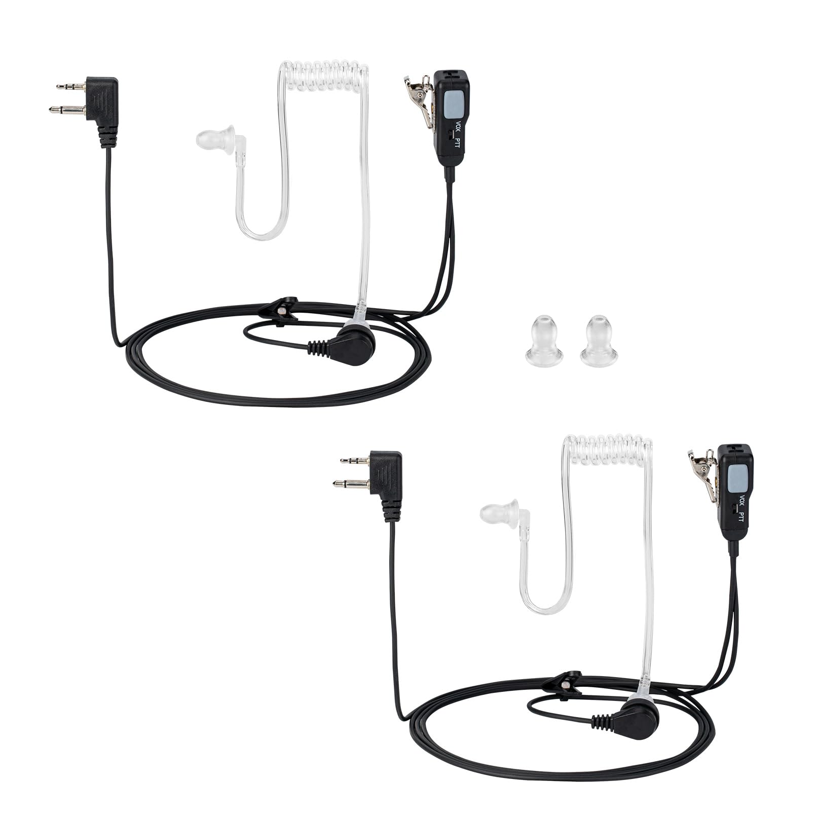 Airsn A Earpiece Headset With Ptt/Vox For Midland Gxt1000Vp4 Gxt1050Vp4 Gxt1000Xb Walkie Talkies/Two Way Radio Transparent Acoustic Tube (Pack Of 2)