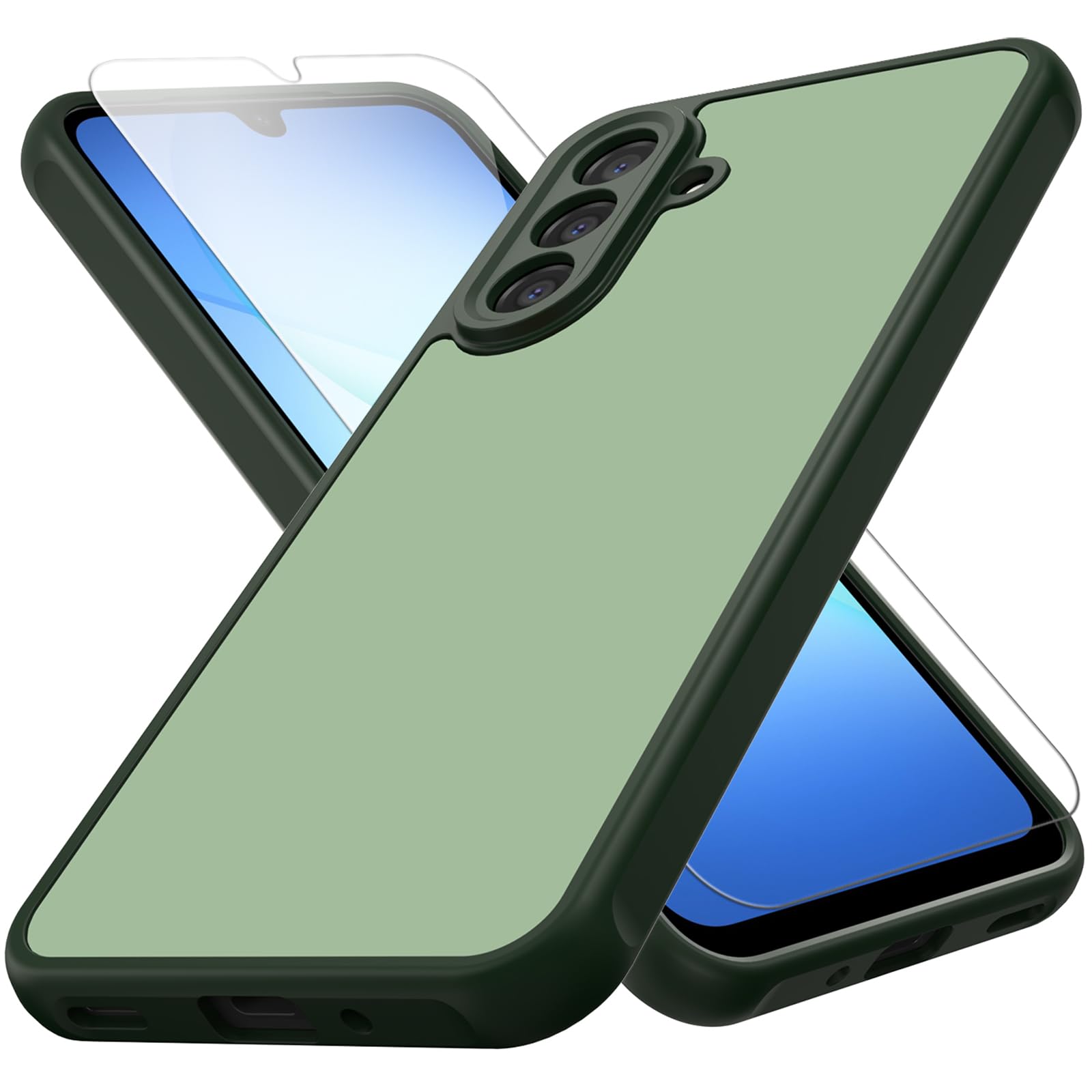 Zinto for Samsung Galaxy A17 Case, Matte Dual-Tone Non-Slip Anti-Fingerprint Slim Design with Screen Protector Hybrid Soft TPU B