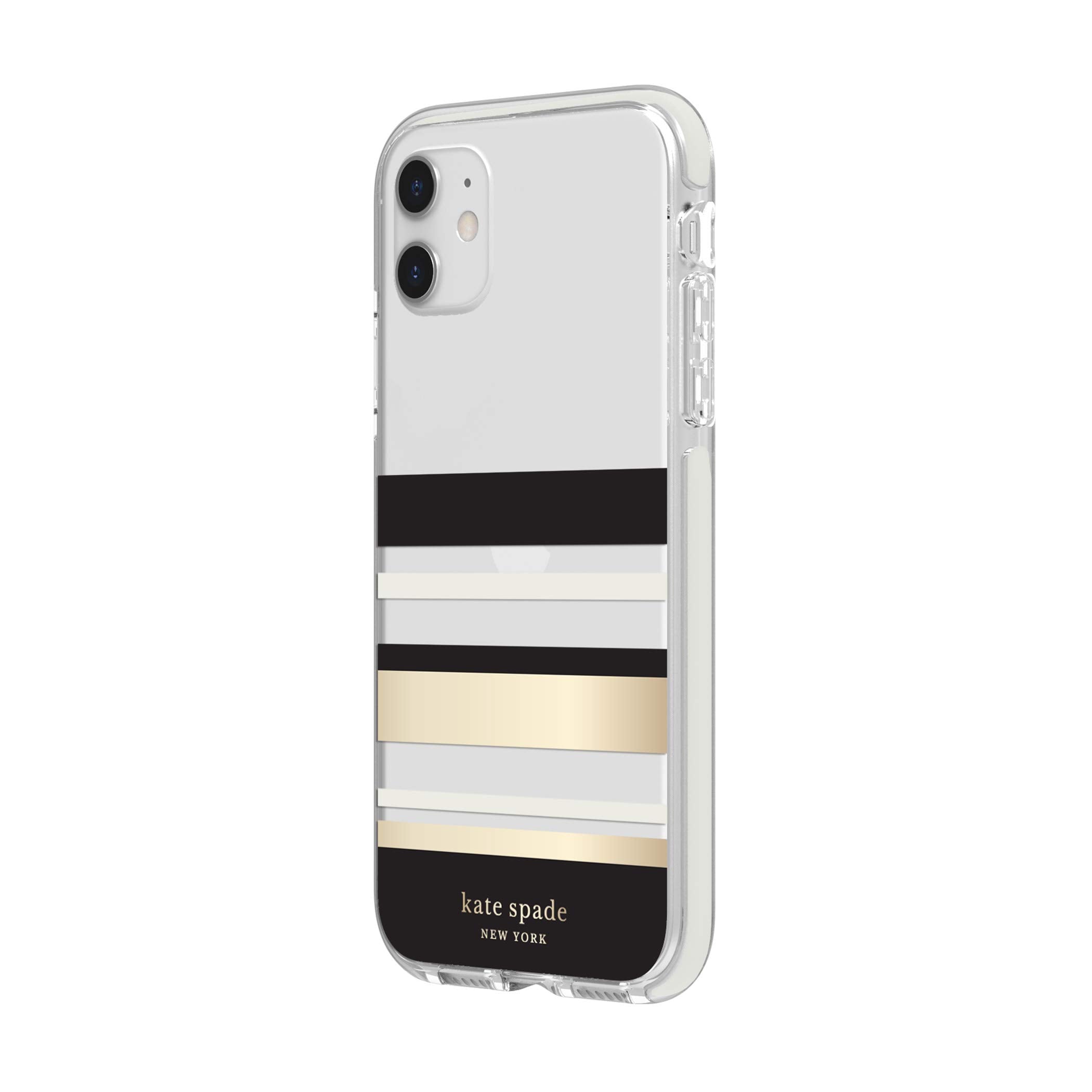 Kate Spade New York Park Stripe Case For Iphone 11   Defensive Hardshell With Cream Bumper