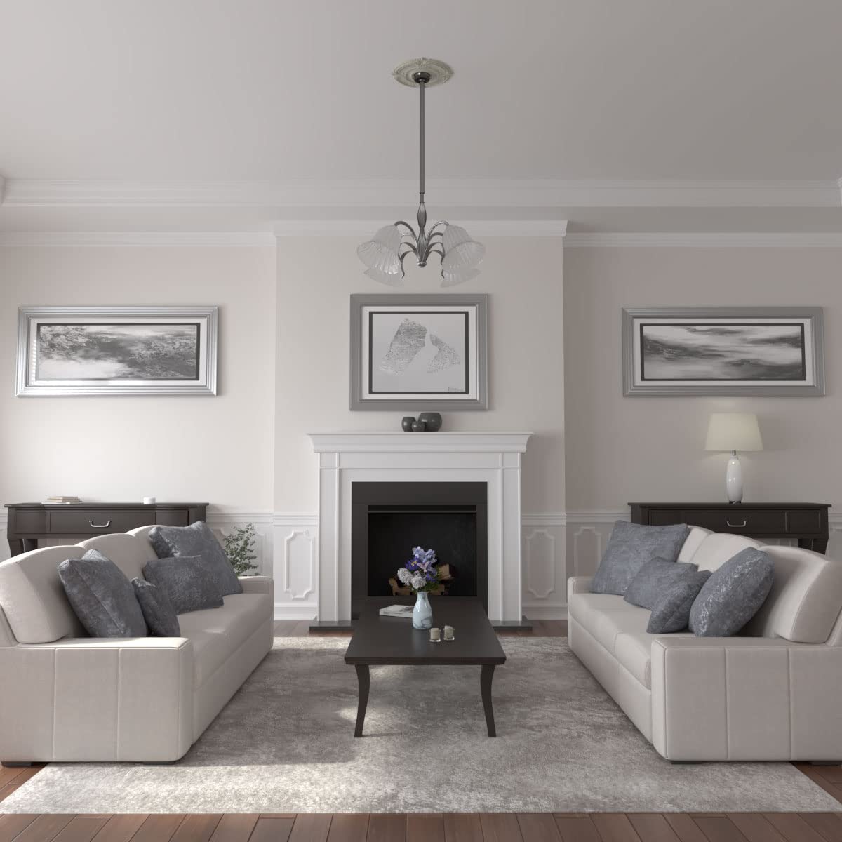 Ekena Millwork Cm18Atpcf Attica Ceiling Medallion, 18''Od X 4''Id X 5/8''P (Fits Canopies Up To 5''), Hand Painted Pot Of Cream