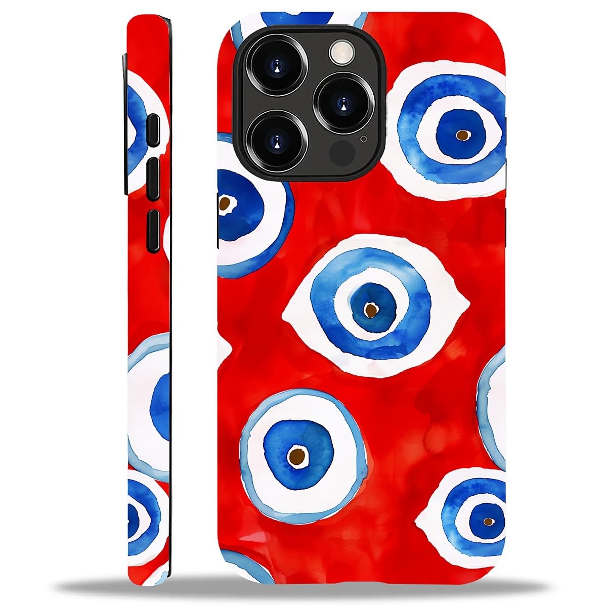 WANKBLC Compatible with iPhone 12 Pro Max Matte Case, Evil Eye Red Blue Pattern for Girl Full Body Design Soft Silicone Drop Sho