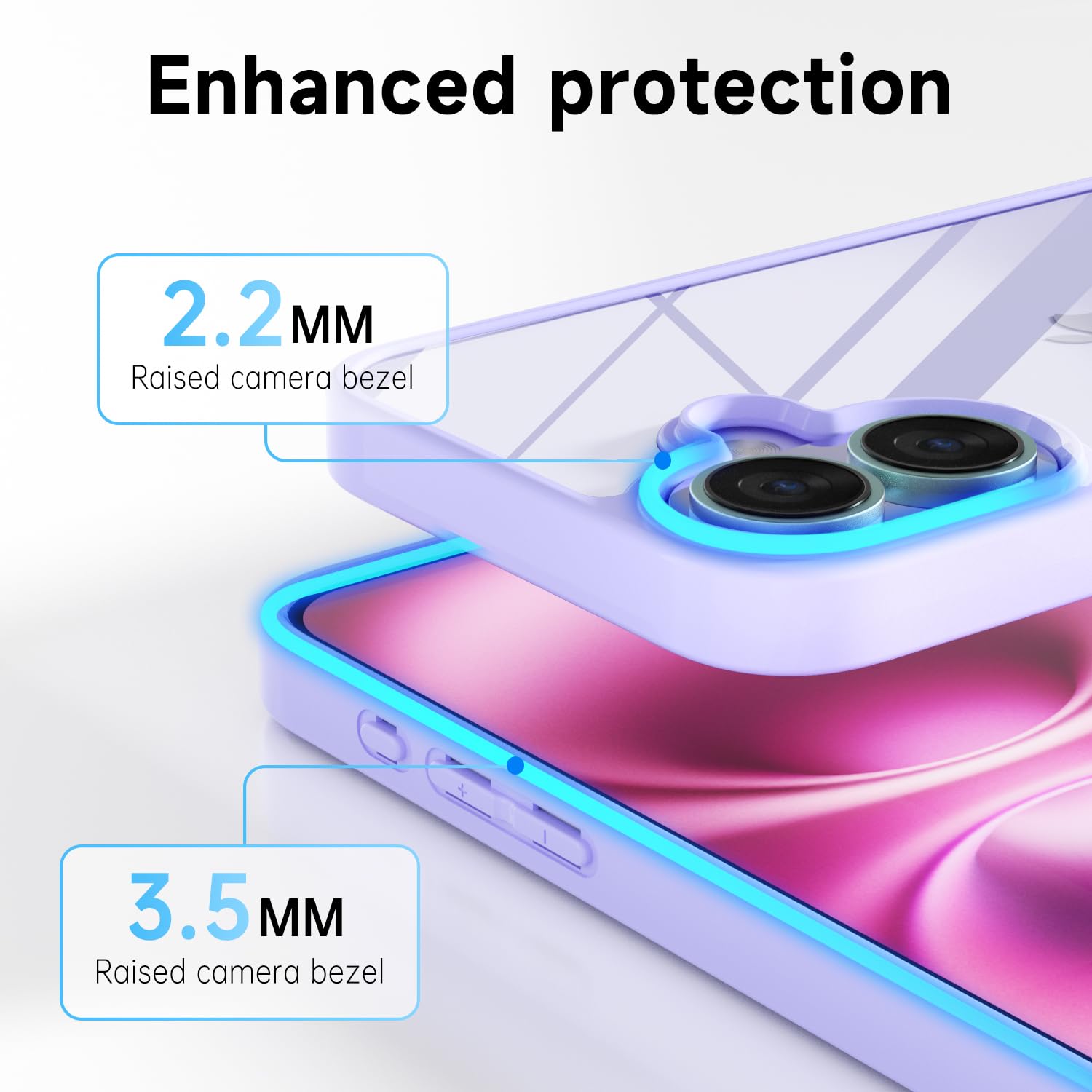 Loeoel For Iphone 16 Plus Case Clear, Transparent Hybrid 16 Plus Phone Case [Hard Plastic & Soft Silicone Bumper] Acrylic Non Ye