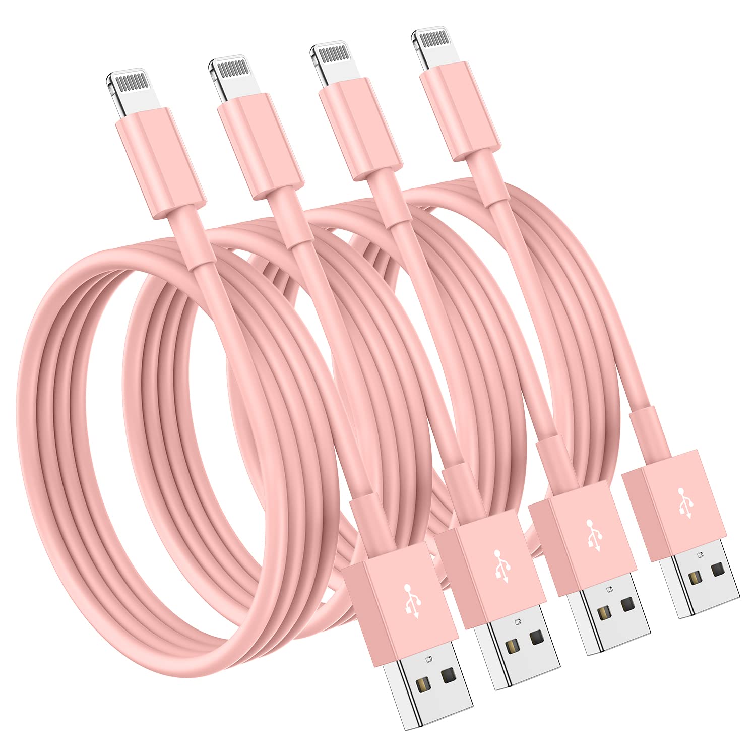 4 Pack [Apple Mfi Certified] Apple Charging Cables 10Ft, Iphone Chargers Lightning Cable 10 Foot, Fast Iphone Charging Cord For Iphone 14/14Pro/13/13Pro/12/11/11Pro/11Max/ X/Xs/Xr/Xs Max/8, Ipad(Pink)