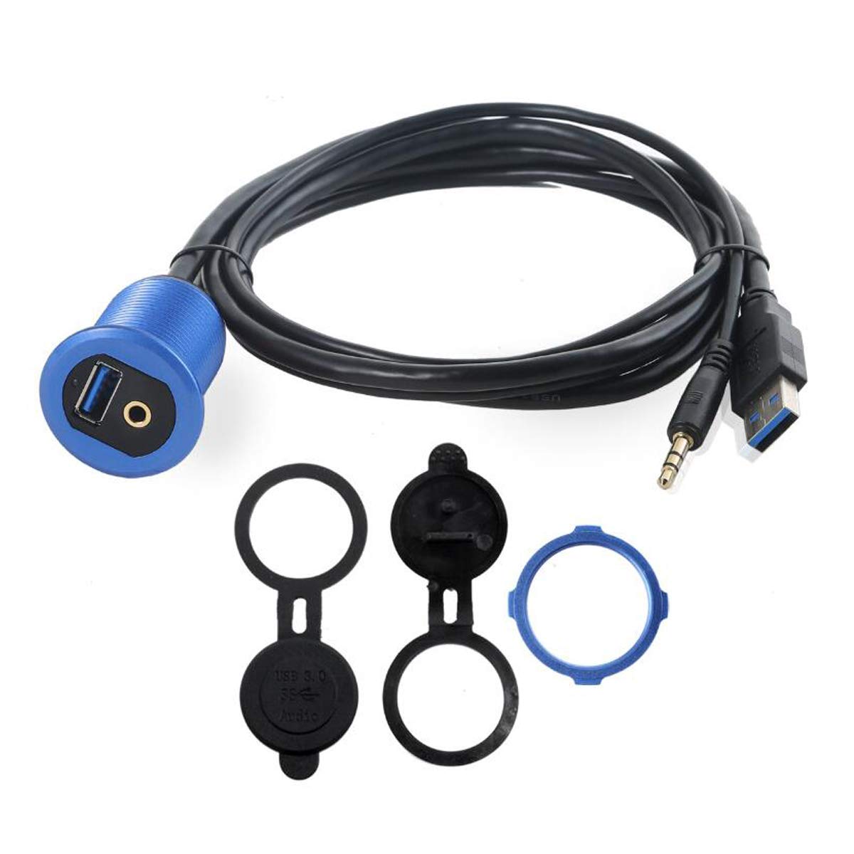 Kework Metal Usb 3.0 Port & 3.5Mm Jack Mount With Light, 3.3Ft Usb & 3.5Mm Male To Usb & 3.5Mm Female Flush Mount Panel Mount Ex