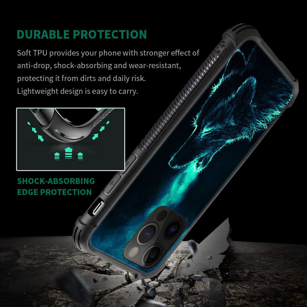 ZHEGAILIAN iPhone 14 Pro Nebula Wolf Tempered Glass TPU Shock Protective Case