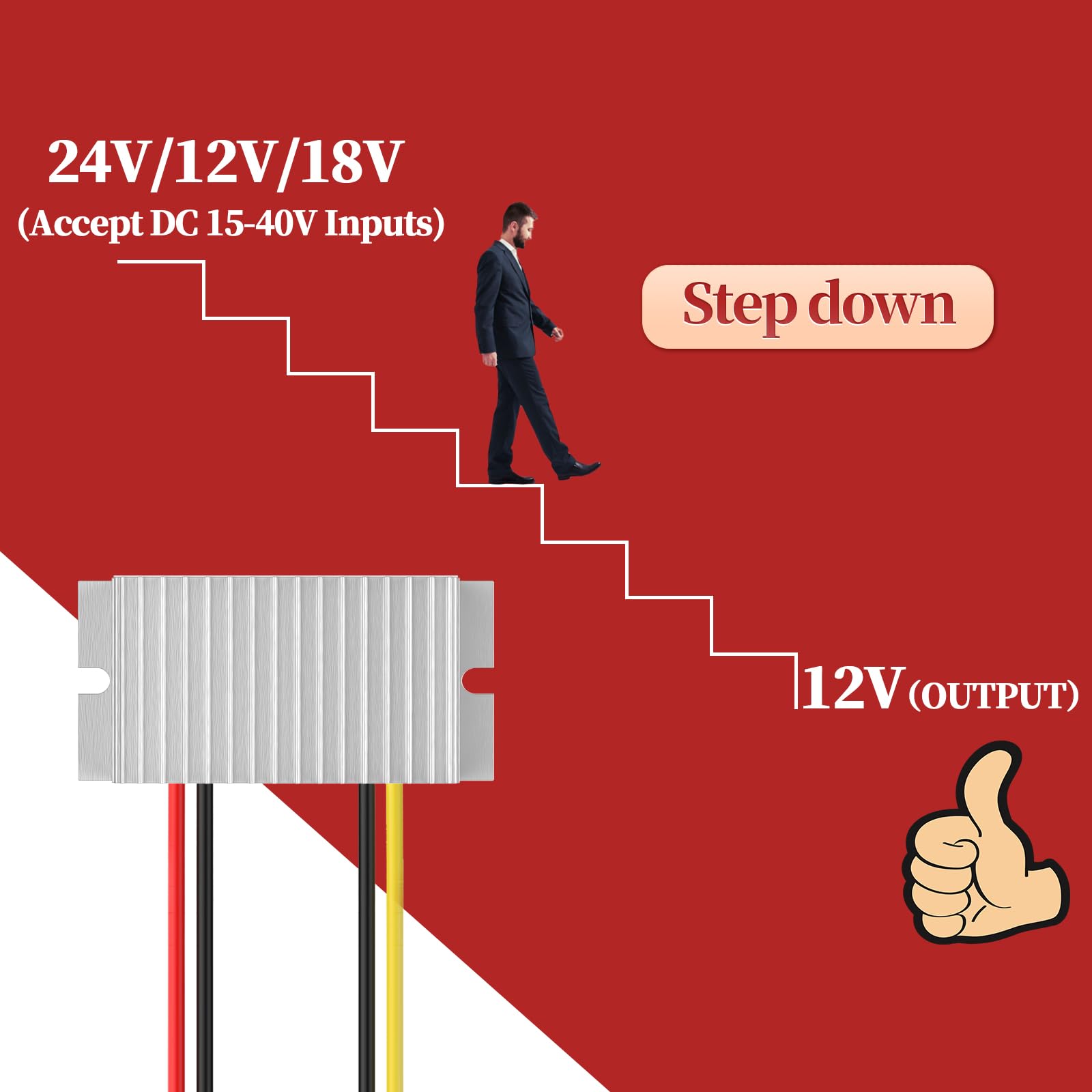 24 Volt To 12 Volt Converter, More Safe 18V To 12V Step Down Converter 5A 60W, Dc To Dc Converter For Golf Cart Light Truck Vehi