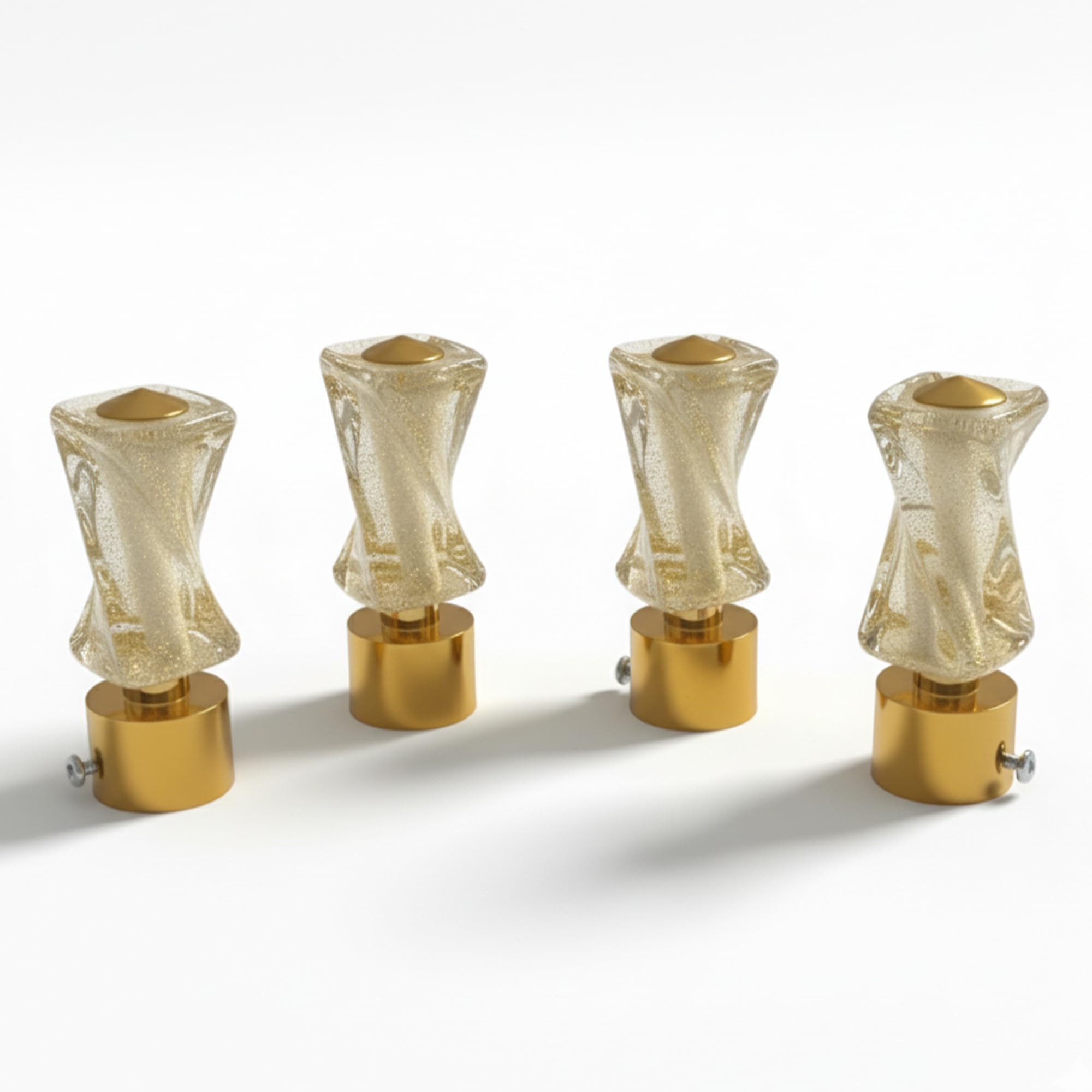 Atlantic Curtain Rod Finials Set Of 4, Decorative Textured Resin Finials With Gold Finish For Standard Drapery Rods