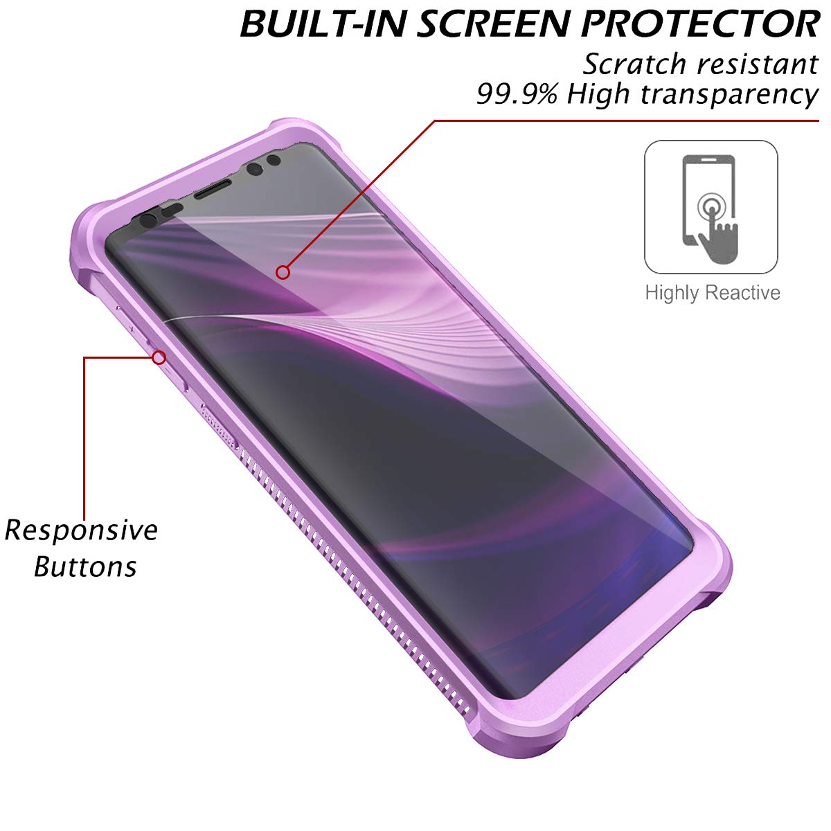 Dexnor Galaxy S9 Case With Screen Protector Clear Military Grade Rugged 360 Full Body Protective Shockproof Hard Back Cover Defe