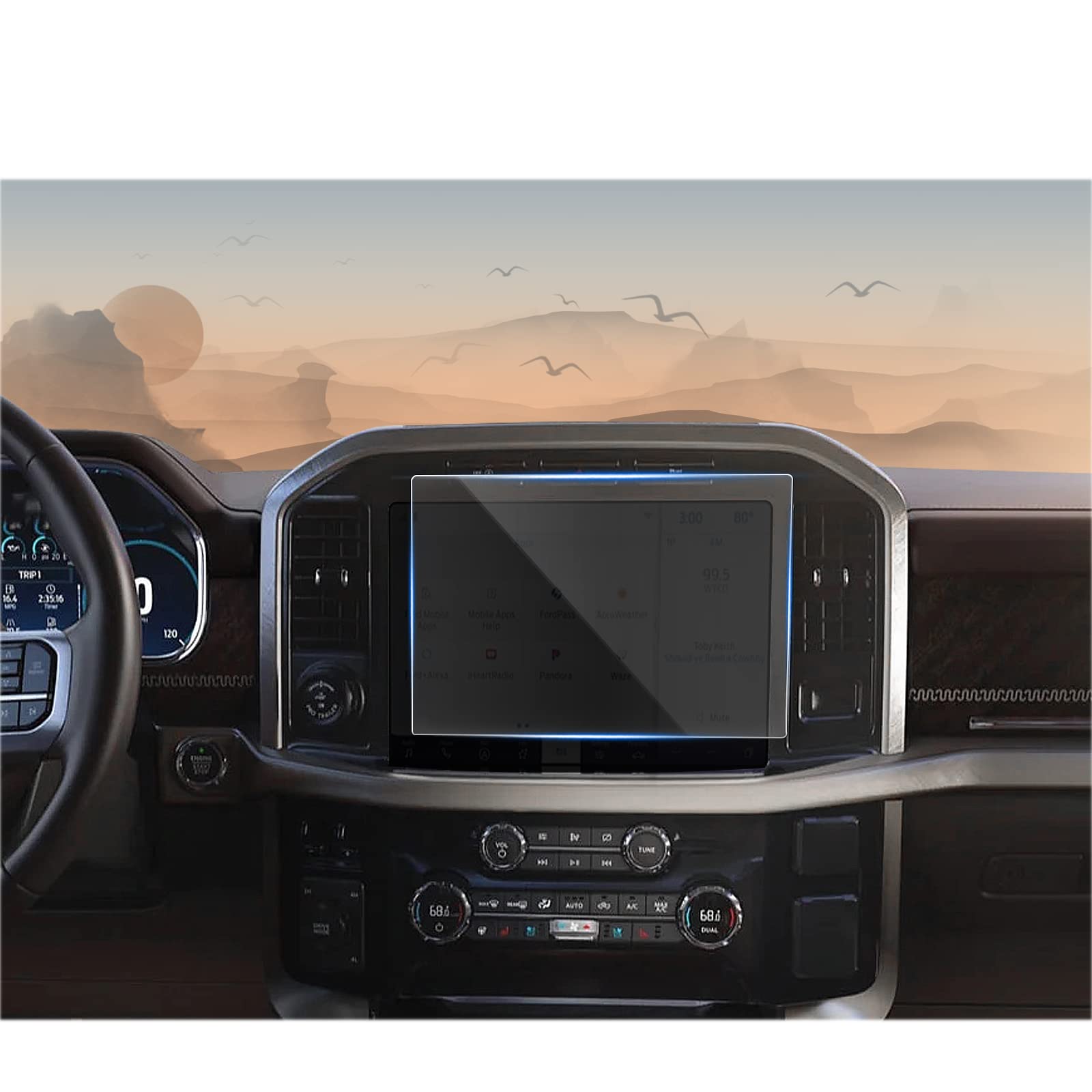 Cdefg For 2021 2022 2023 2024 2025 Ford F 150 F150 Screen Protector F150 Lightning F 150 Accessories (Lariat/King Ranch/Platinum/Limited/Tremor/Raptor) 12' Tempered Glass