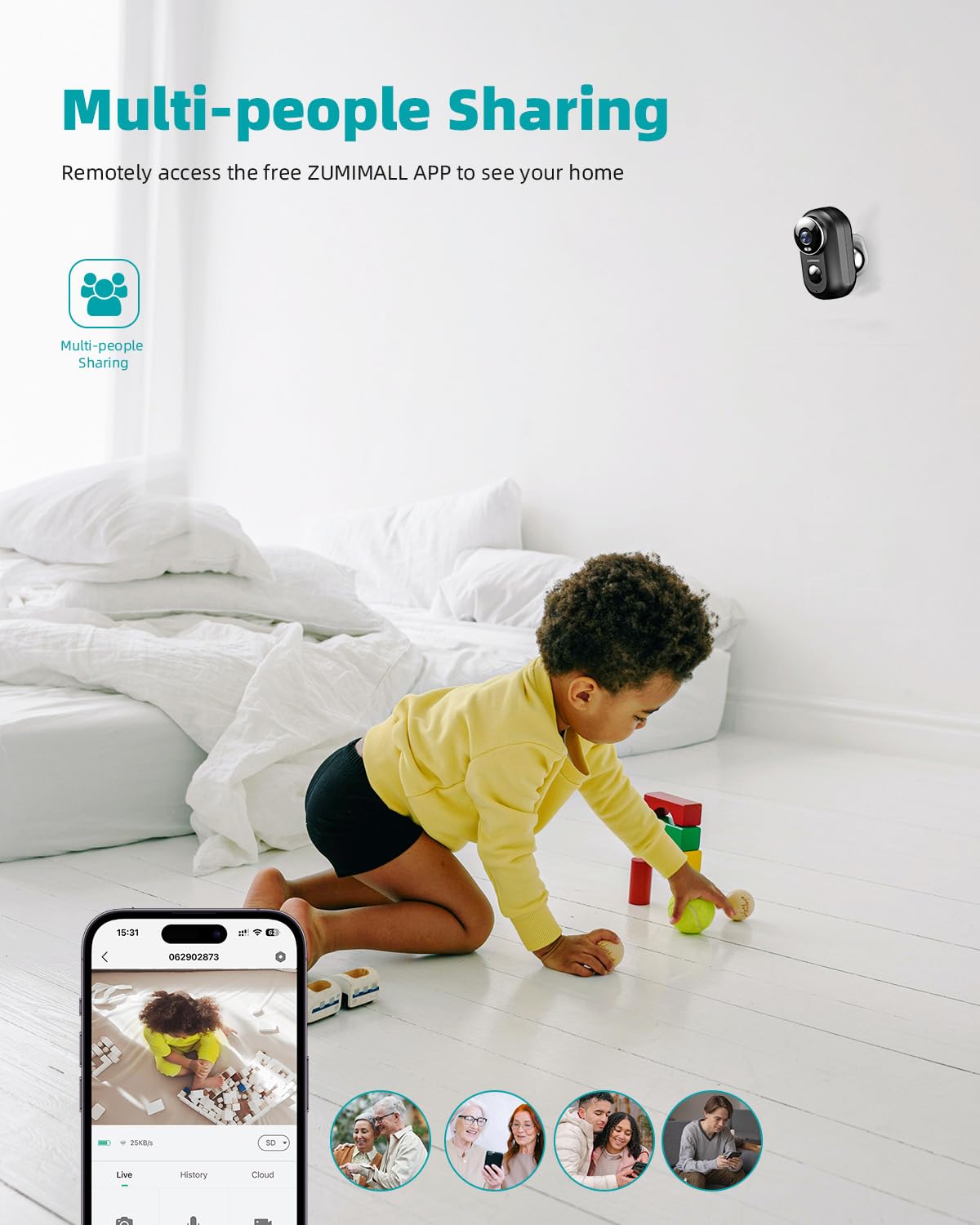 Zumimall Outdoor Security Cameras, 2K Fhd Battery Powered Wireless Indoor Surveillance Camera With Siren, Night Vision, Pir Motion Detection, Free Cloud Storage, Ip66 Waterproof, 2.4G Wifi (No 5G)