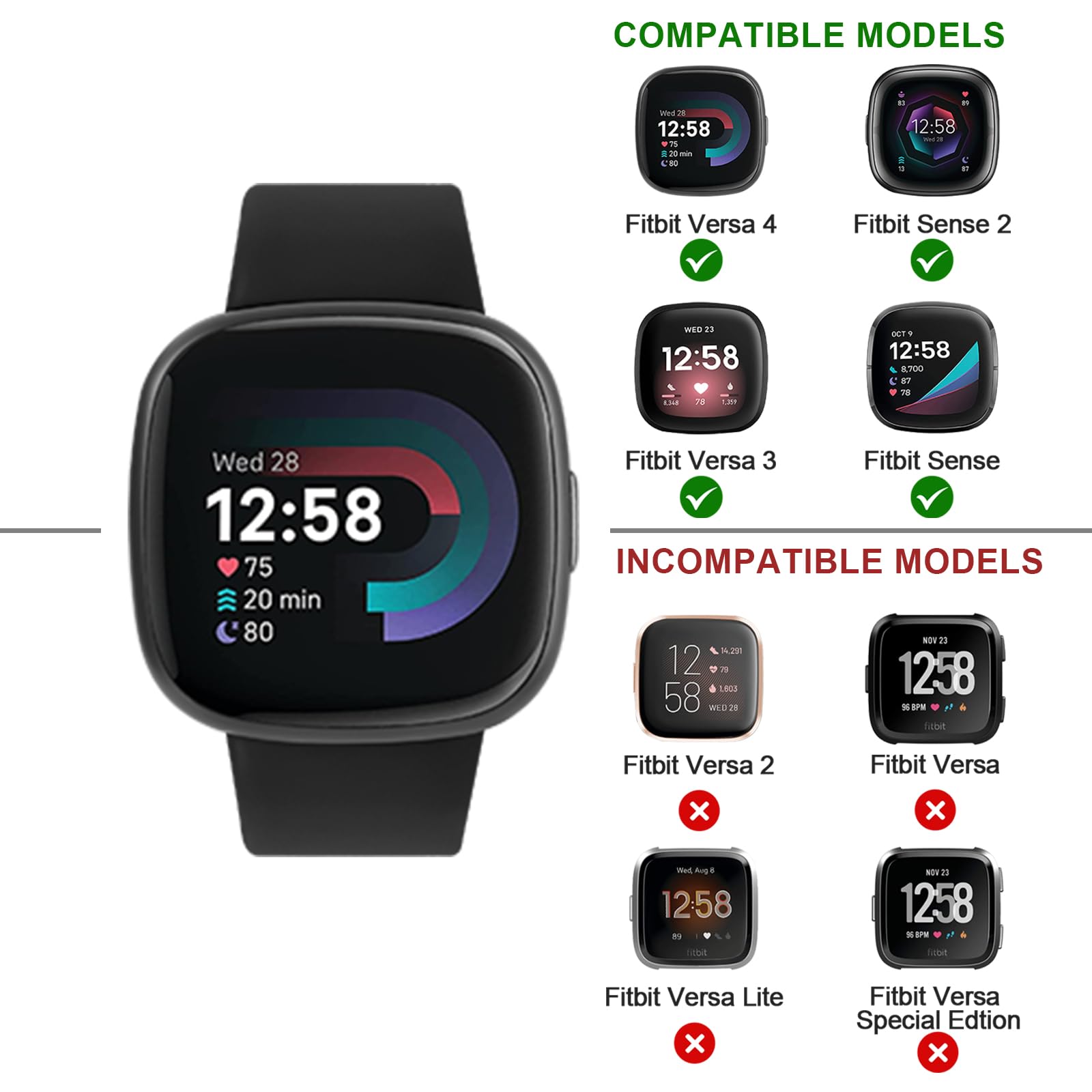 Fitbit Compatible Sport Band - Soft Straps For Sense 2/Sense/Versa 4/Versa 3 Smart Watch (Large, Rose Gold)