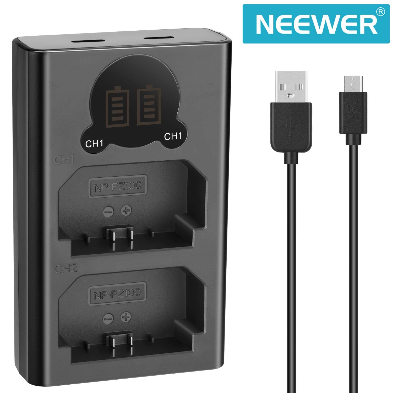 Neewer Dual Usb Charger For Sony Np Fz100 Battery, Compatible With Sony Zv E1, Fx3, Fx30, A1, A9 Ii, A7R V, A7S Iii, A7 Iv, A660