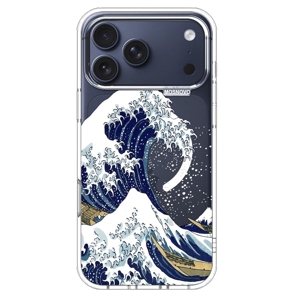 MOSNOVO for iPhone 17 Pro Max Case | Compatible with Magsafe | Military Grade 6.6ft Drop Tested | Camera Control | Clear with Gr