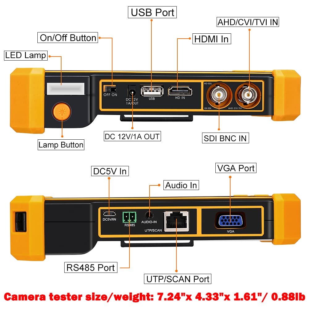 Wsdcam 5 Inch Tft Lcd Screen Cctv Camera Tester Monitor Support 4K 8Mp Cvi Tvi Ahd Sdi Cvbs Analog Camera, Support Hdmi In Vga I