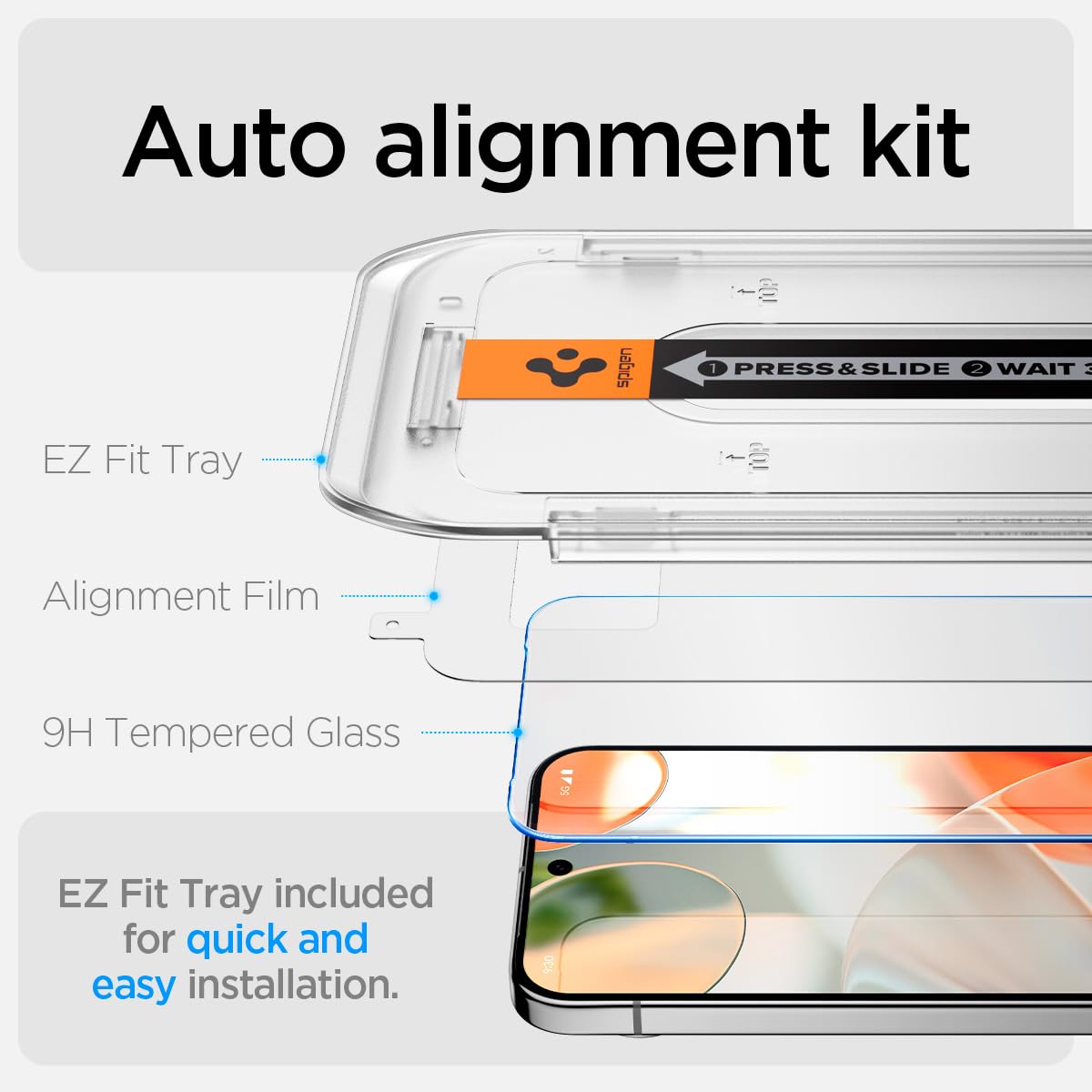 Spigen Tempered Glass Screen Protector [Glastr Ez Fit] Designed For Pixel 9 / Pixel 9 Pro [Case Friendly] - 2 Pack