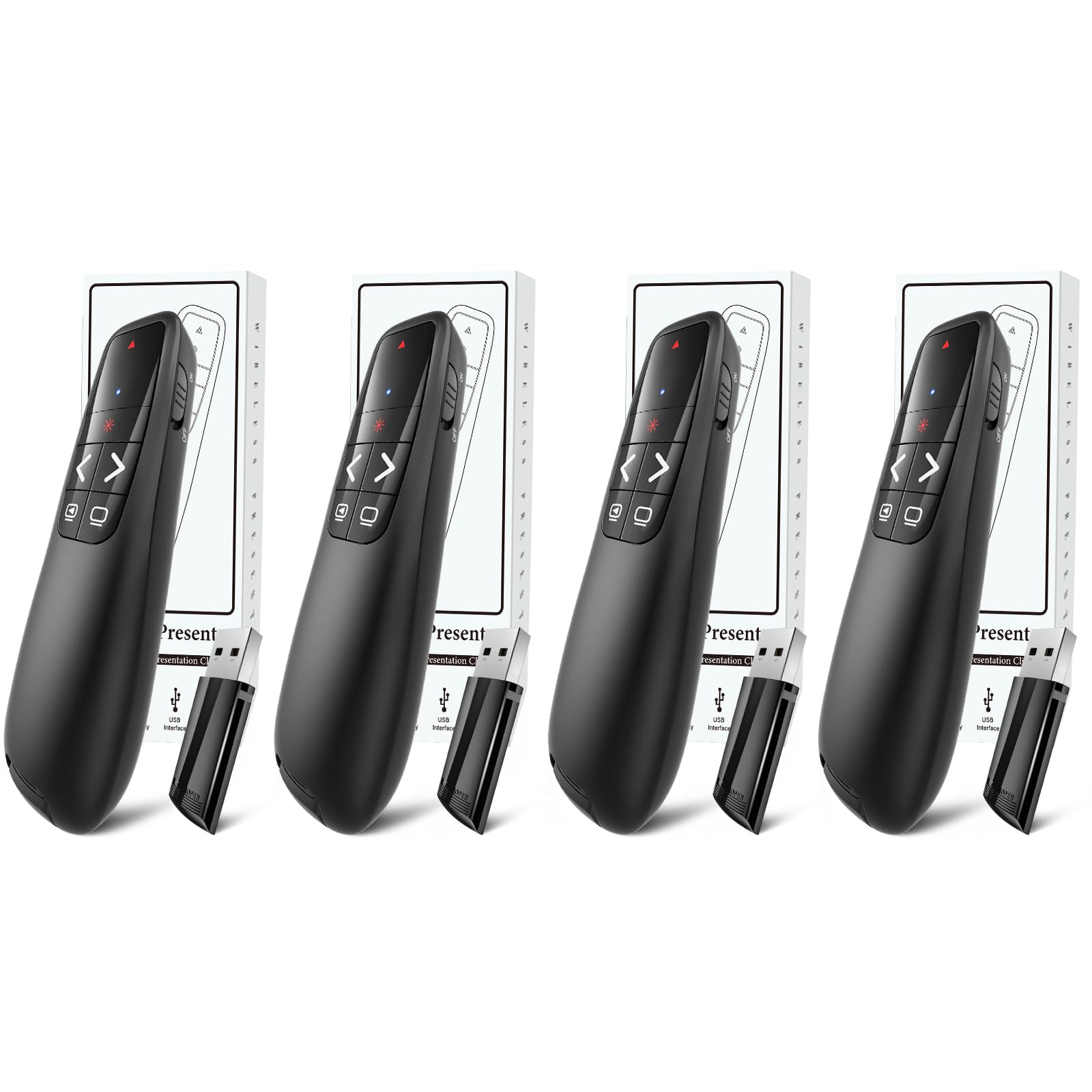 (4 Units) Wireless Presenter Remote, Clicker for Laptop PowerPoint Presentations Pointer, RF Computer Clicker for Presentations 