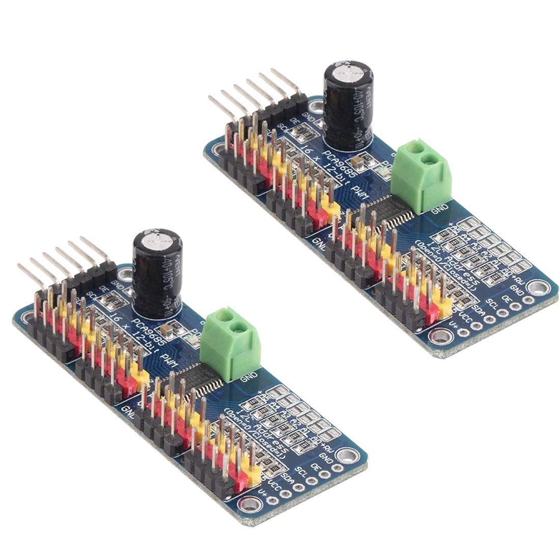 Hiletgo 2Pcs Pca9685 16 Channel 12 Bit Pwm Servo Motor Driver Iic Module For Arduino Robot