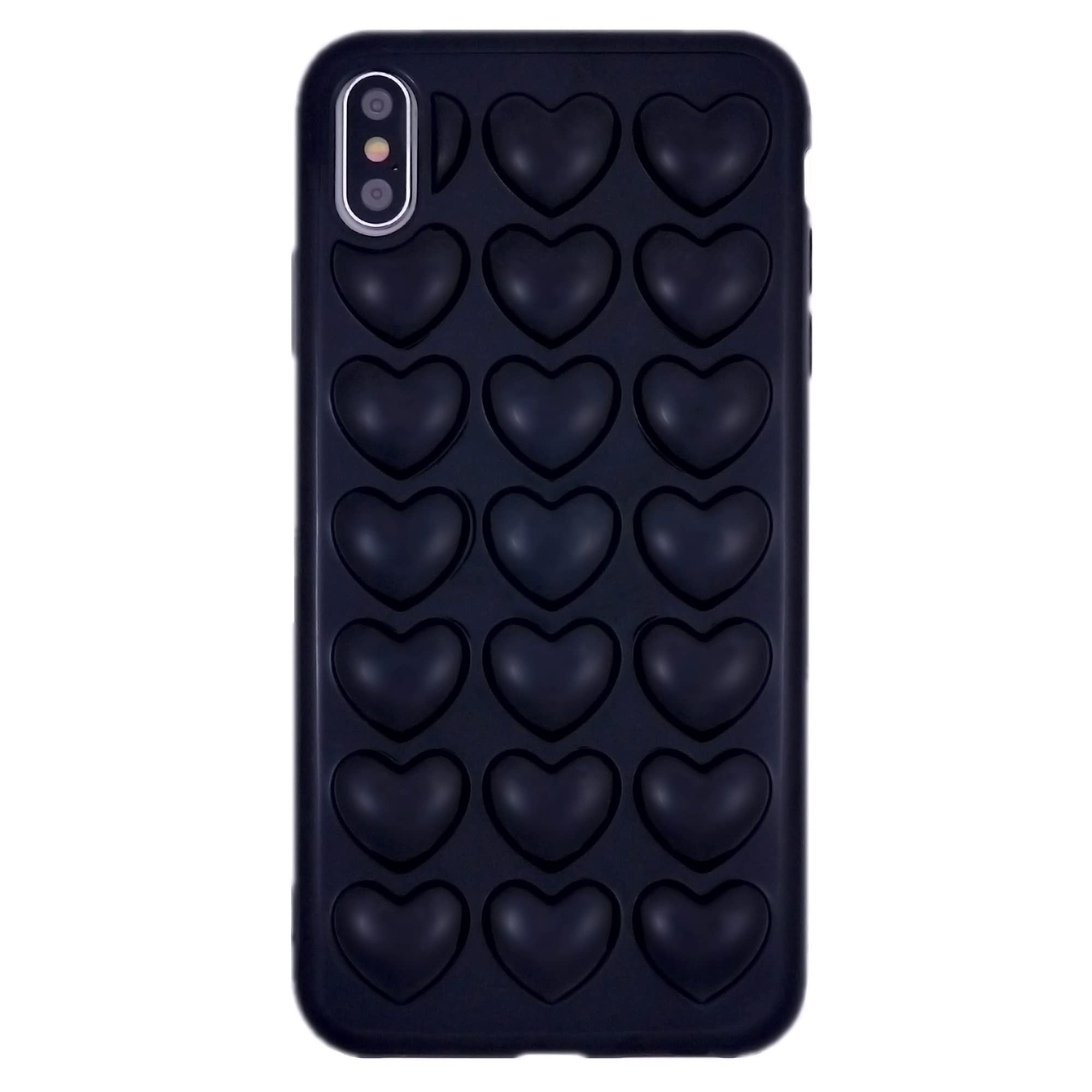 DMaos for iPhone Xr Case for Women, 3D Pop Bubble Heart Kawaii Gel Cover, Cute Girly for iPhone 10r 6.1 inch - Black