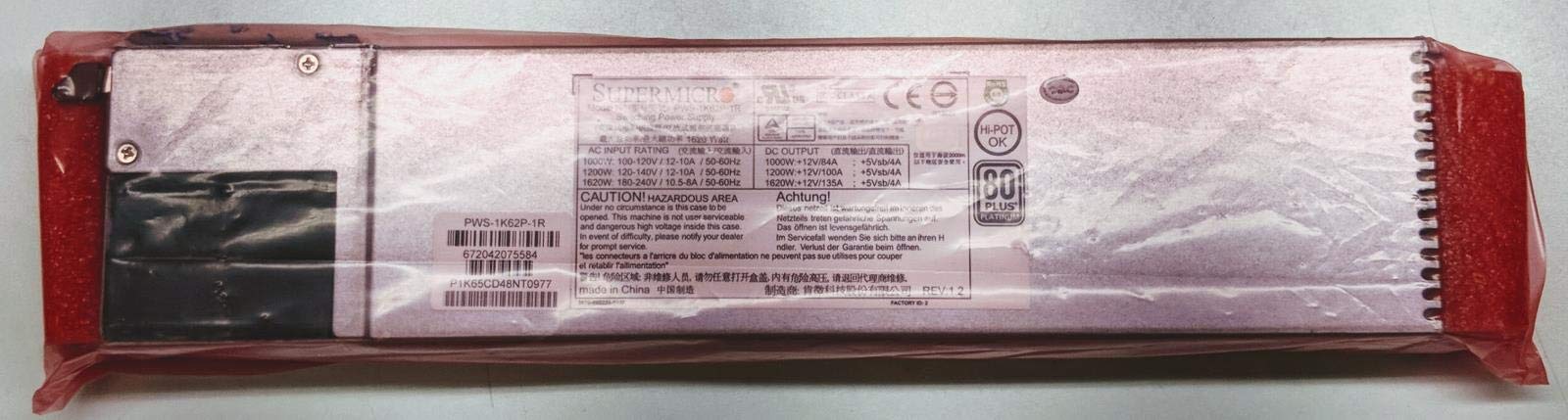 Supermicro PWS 1K62P 1R 1620 Watt Power Supply   180 240 V