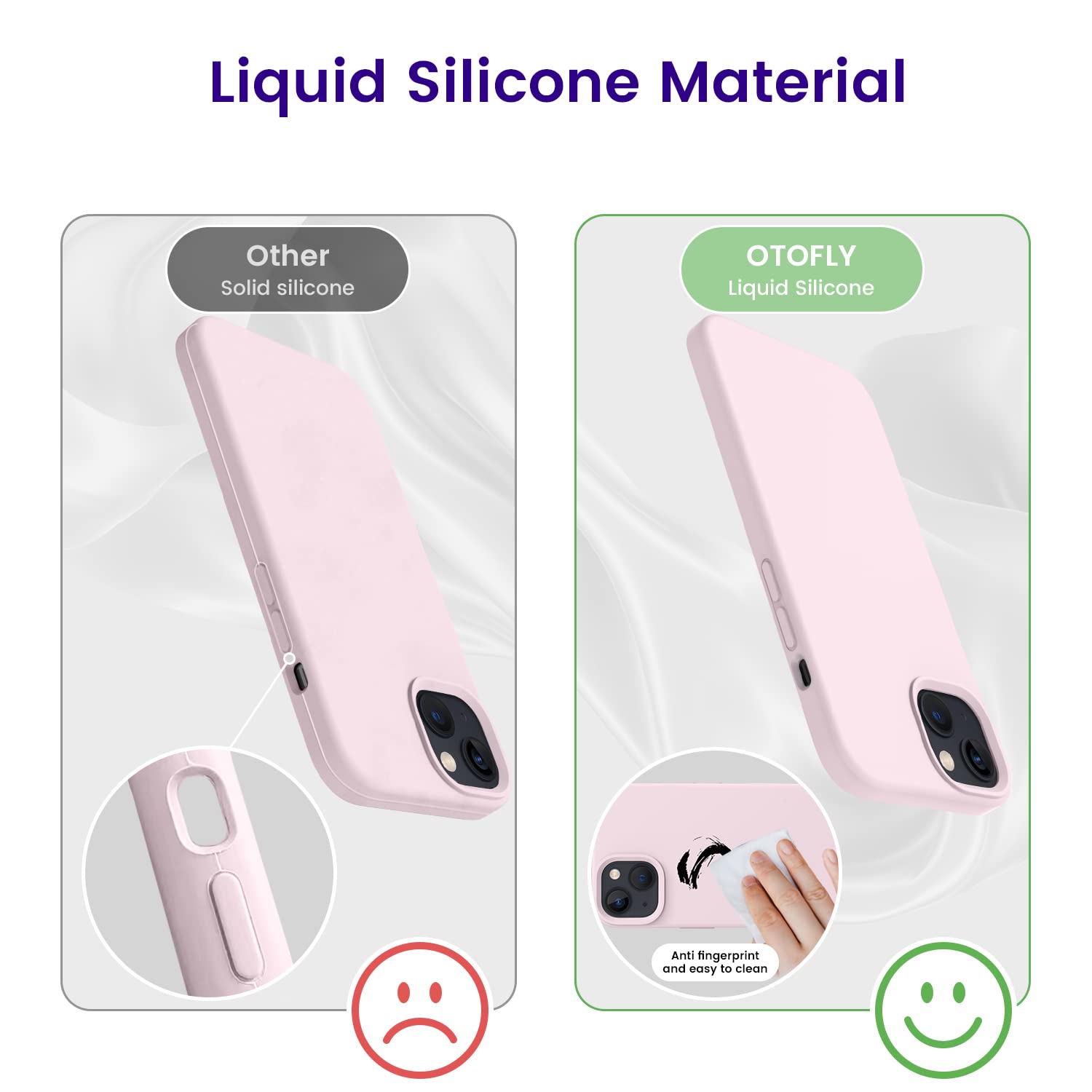 Otofly Designed For Iphone 13 Case, Silicone Shockproof Slim Thin Phone Case For Iphone 13 6.1 Inch Ice Pink