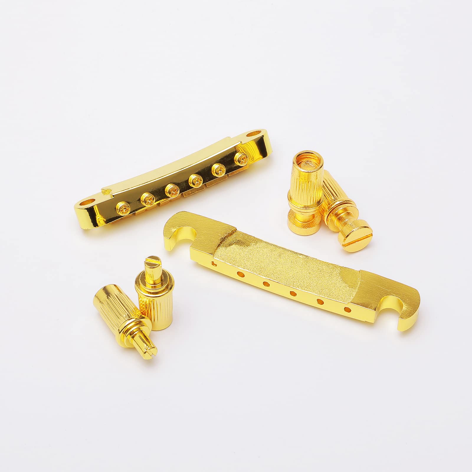 Unxuey Tune O Matic Bridge Tailpiece With Studs Roller Saddle Bridge For Sg Les Paul Lp Style Guitar, Gold