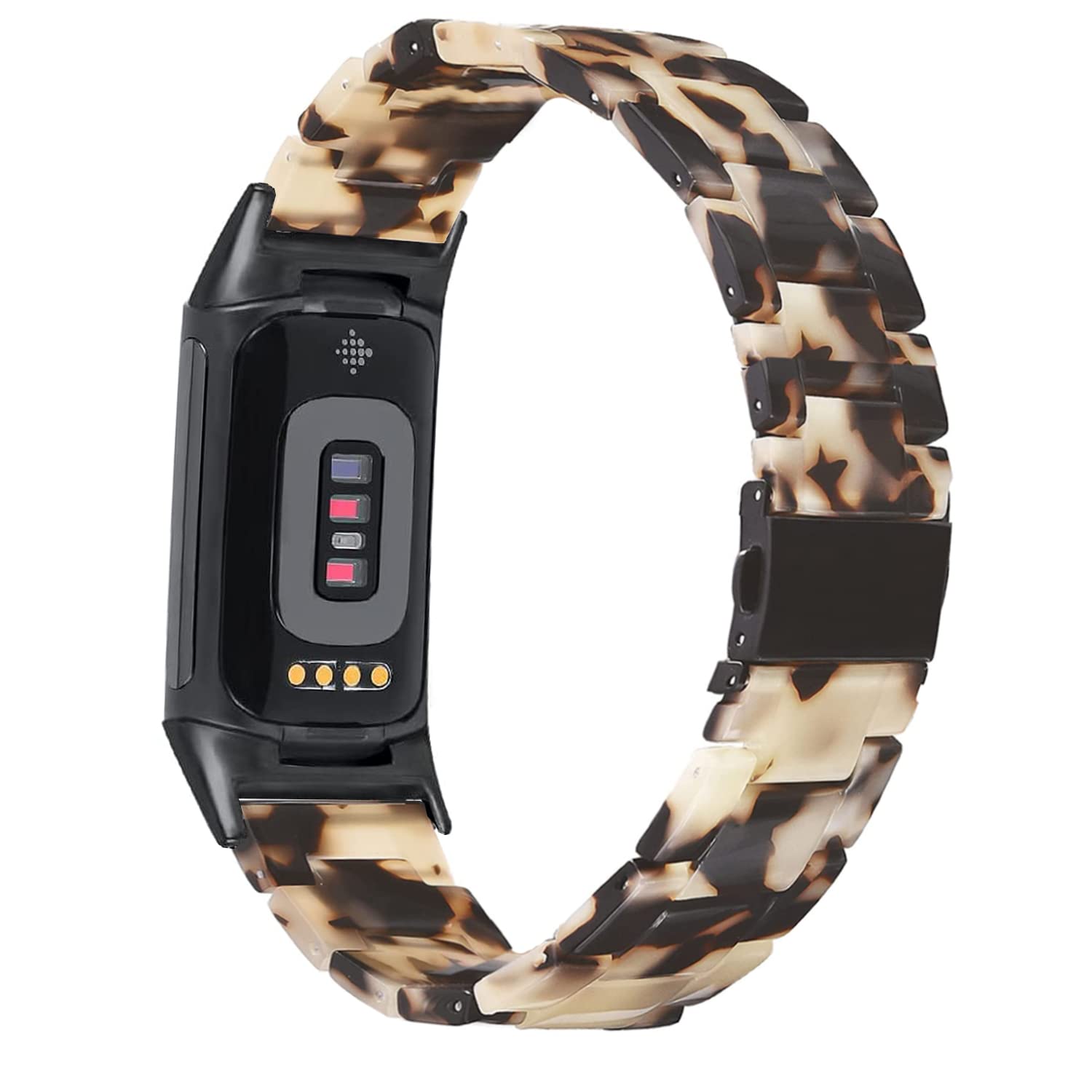 Wongeto Resin Bands Compatible For Fitbit Charge 5 Band,Women Men Resin Replacement Wristband Strap Blacelet For Fitbit Charge 5