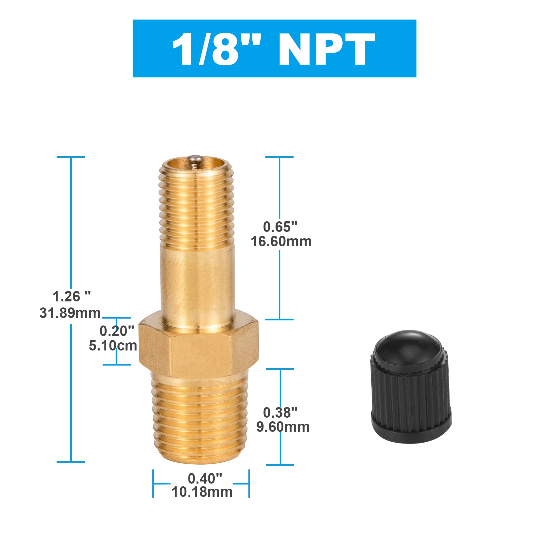Breezliy 2Pcs 1/8'' Npt Tank Valve Anti Corrosion Brass Schrader Valve With Standard Valve Core With 1/8'' Npt Male,Using With A
