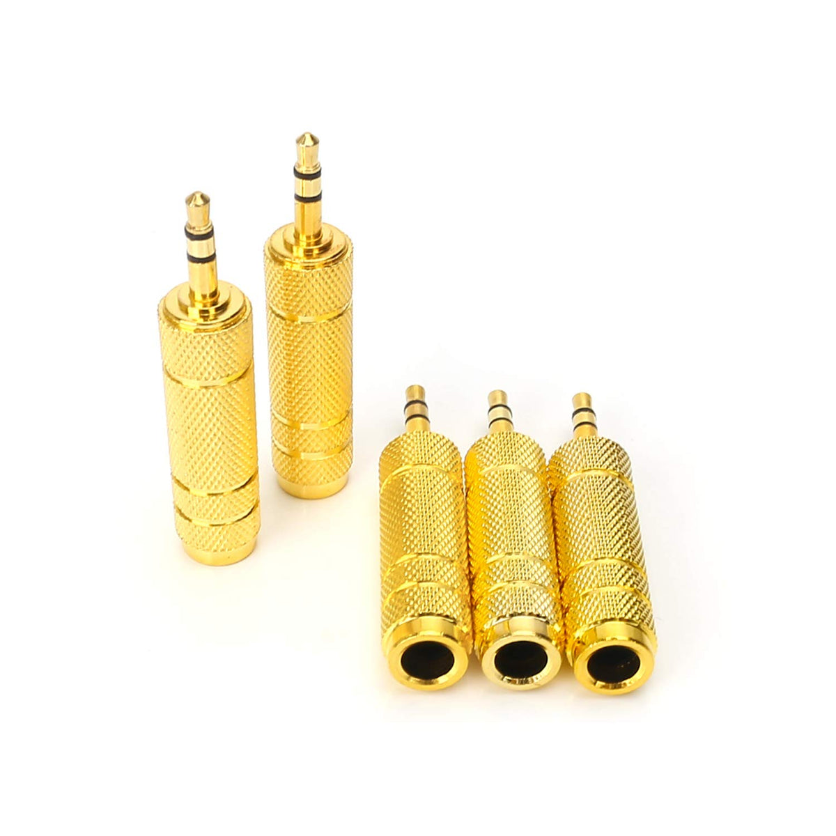 SiYear (5 Pack 3.5mm 1/8' Male Plug TRS to 6.35mm 1/4' Female Stereo Jack Adaptor-Gold Plated Converte,for Audio Earphone ,Headphones ect